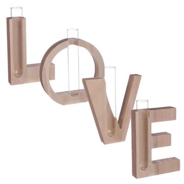 NaDeco Bastelnaturmaterial Dekovase Love aus Holzbuchstaben mit Vaseneinsatz 39 x 3 x 13,5 cm