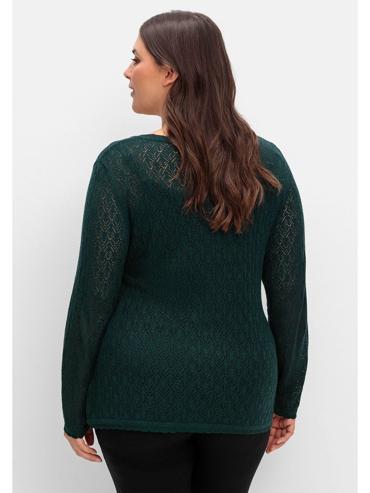 Sheego V-Ausschnitt-Pullover Große Größen aus Ajourstrick, günstig online kaufen