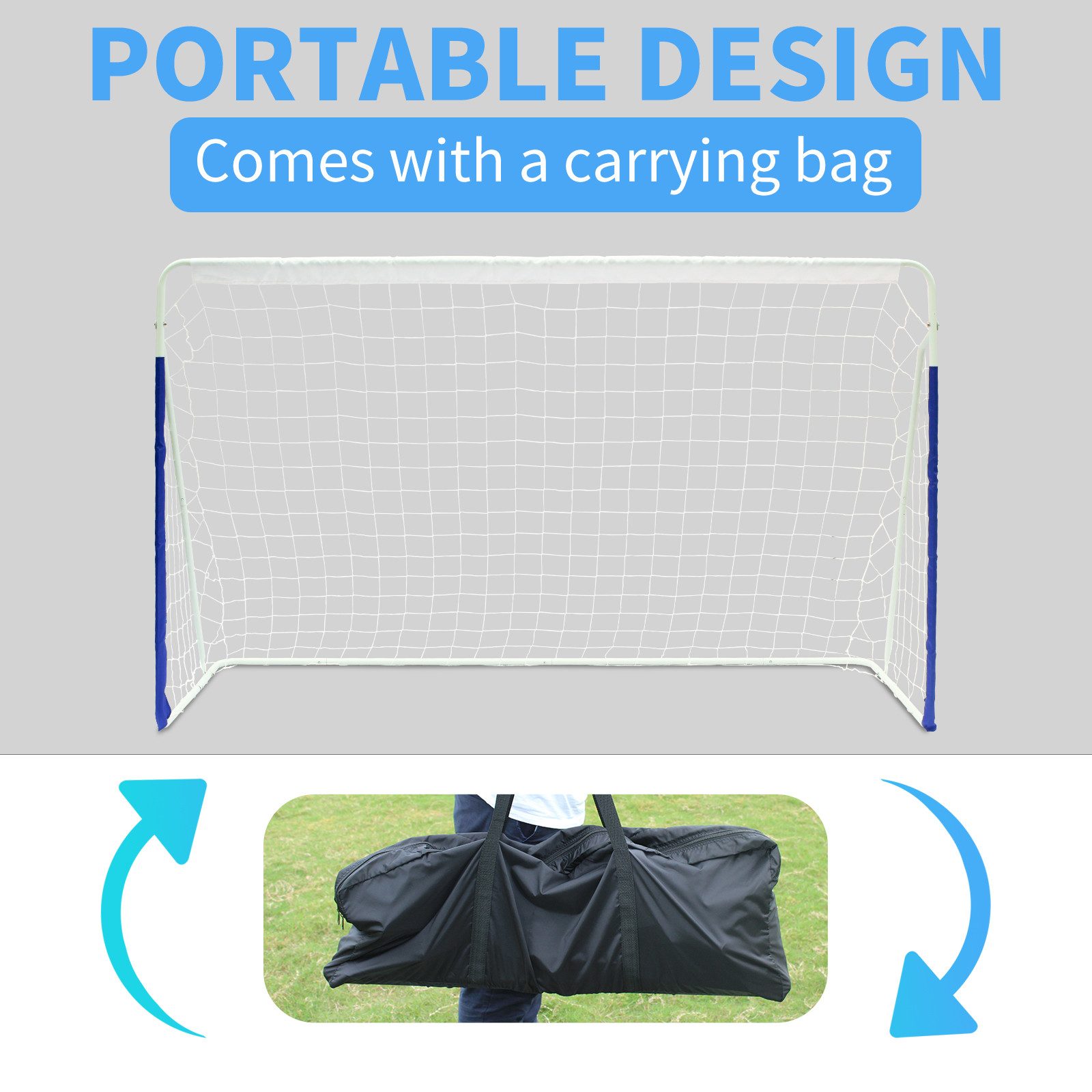 FANNOU Fußballtor mit Tragetasche für den Garten, 43,8 x 152,4 cm, tragbares Netz mit zusammenklappbarem Metallgestell