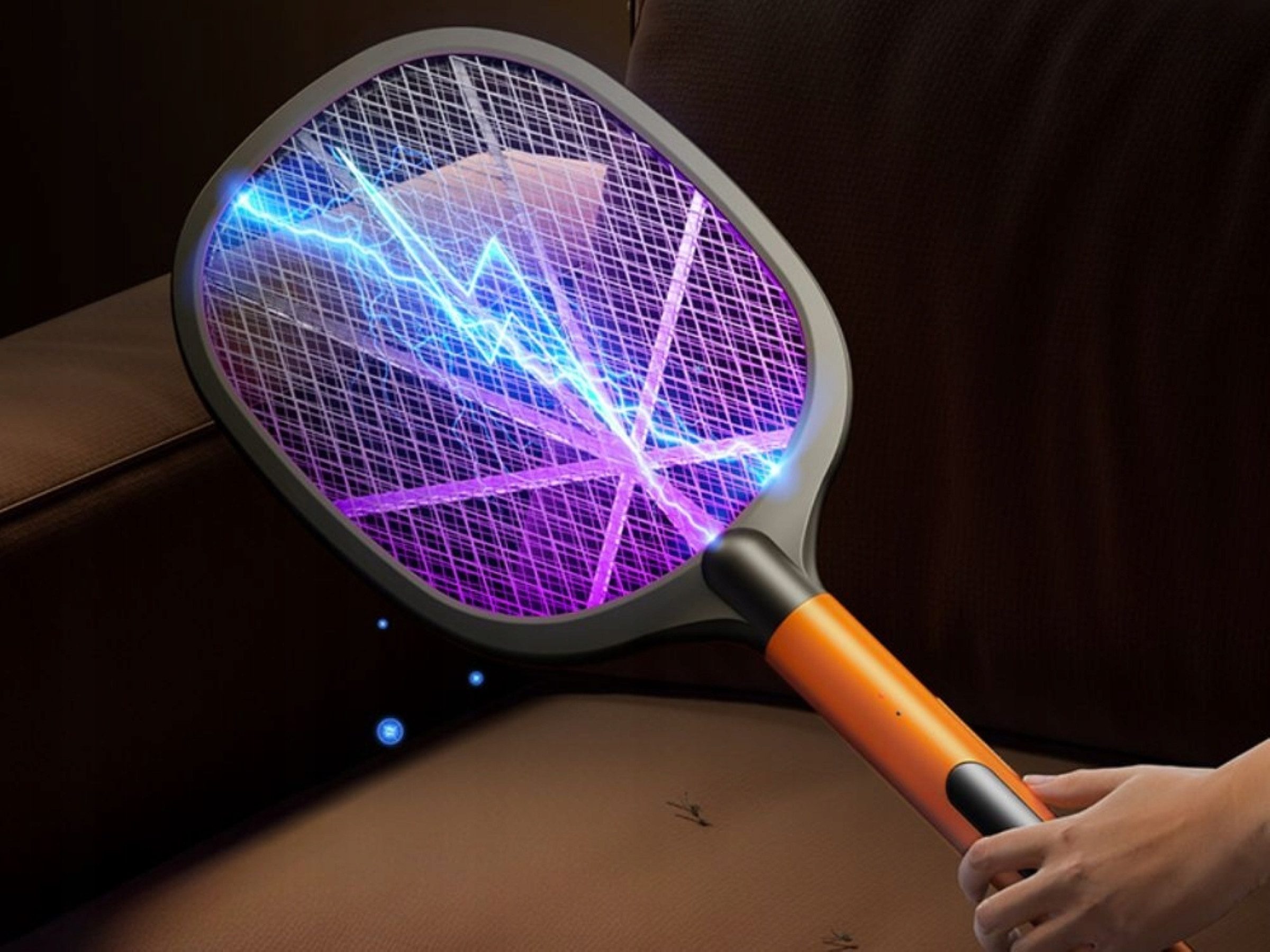 Verkgroup Fliegenklatsche Elektrische Fliegenklatsche UV Insektenlampe Mückenfalle Akku USB, UV-Licht, 3000V Hochspannung, USB-Akku, Ständer