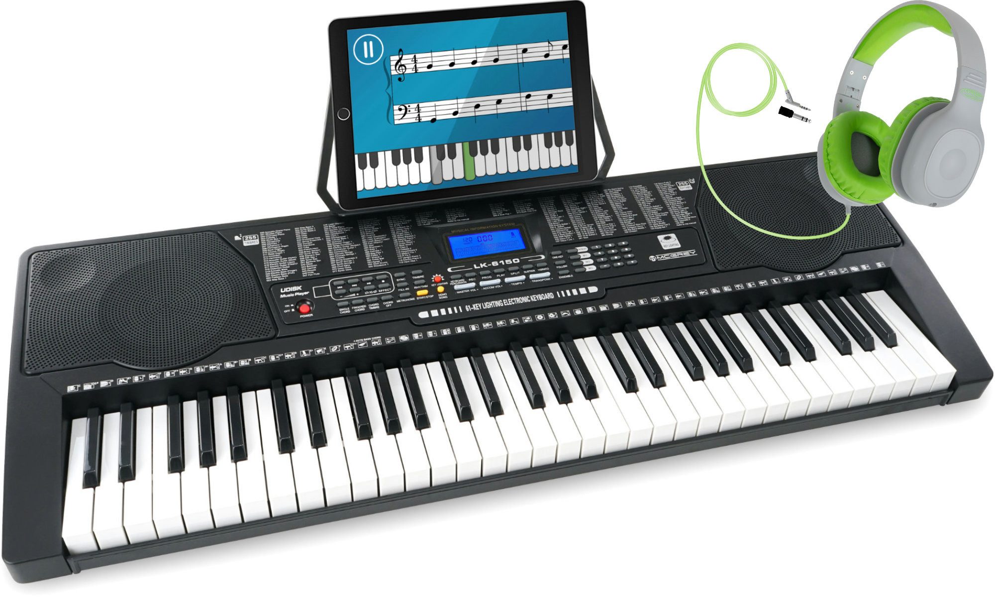 Home-Keyboard LK-6150 Leuchttasten-Keyboard & Kinderkopfhörer Set