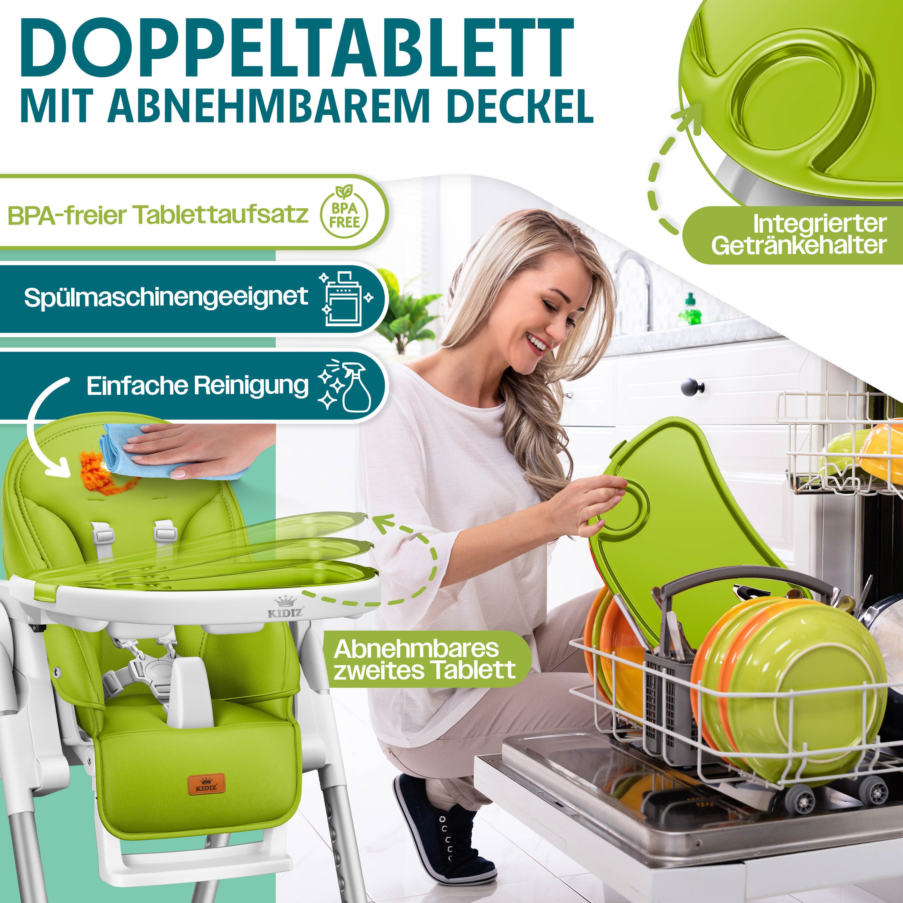KIDIZ Kinderklappstuhl, 3in1 Kinderstuhl inkl. Spielbügel Babyliege
