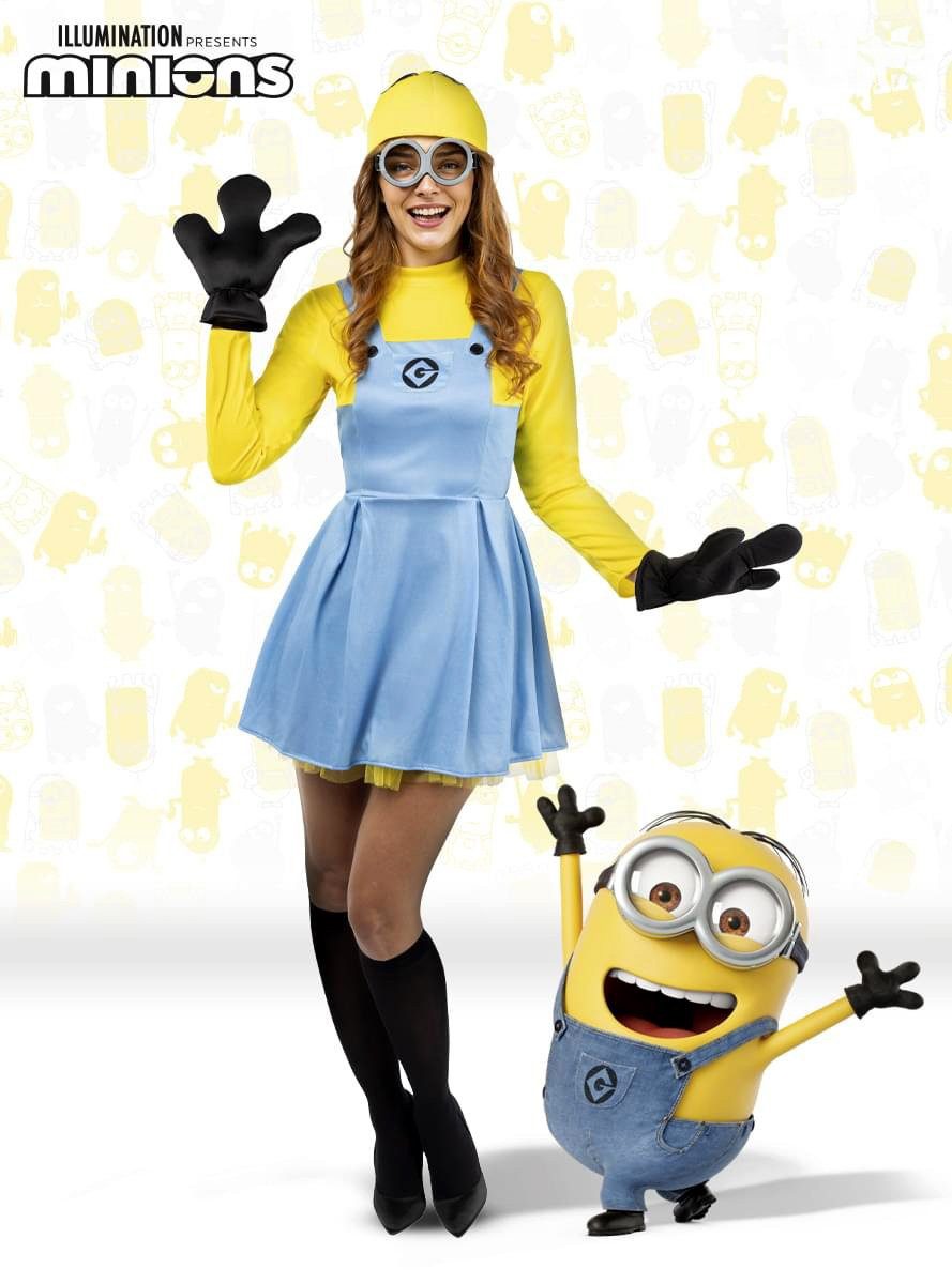 Funidelia Kostüm Minions – Dave Kostüm für Frauen, Minions-Kostüm als Minikleid im nerdy Look