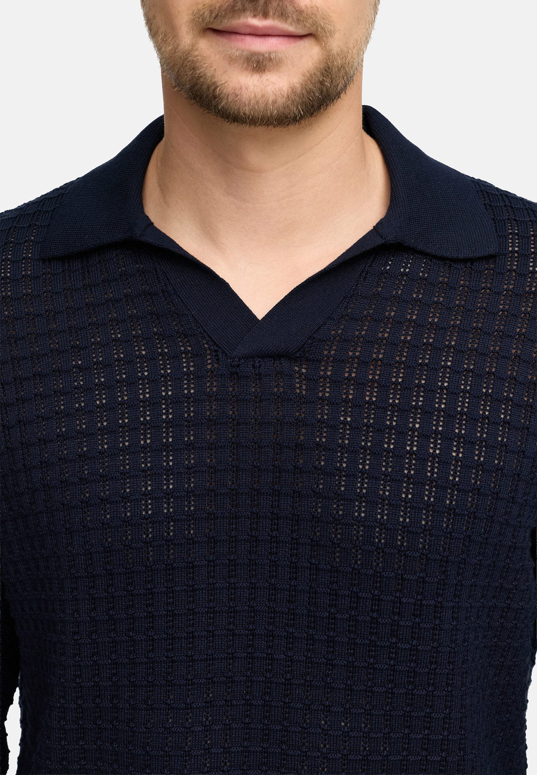 Jeff Strickpullover Herren JFLane polo Pullover Herrenpullover mit Polokragen und V-Ausschnitt