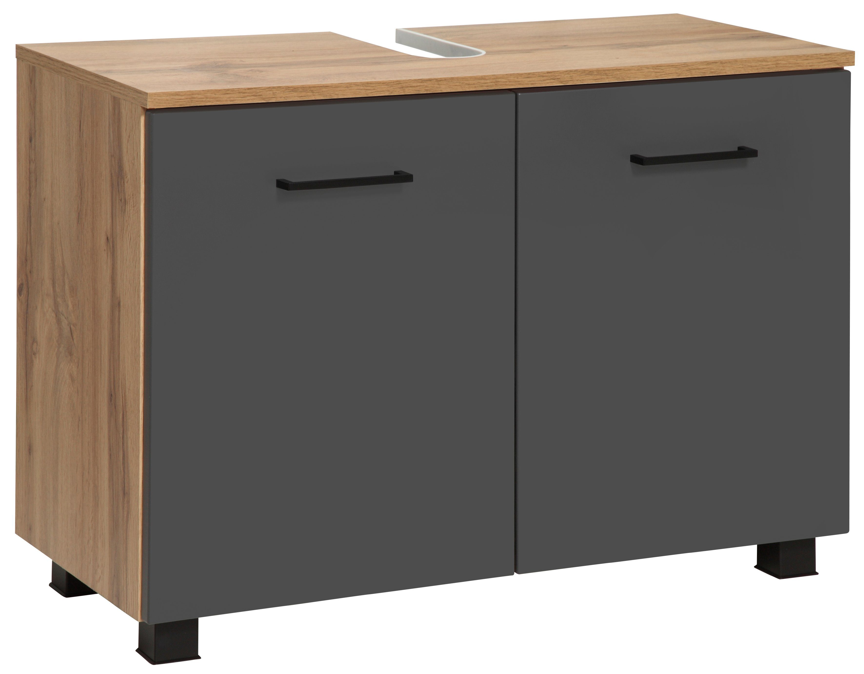 welltime Waschbeckenunterschrank Trento, verschiedene Ausführungen und Farben Badmöbel Unterschrank Breite 80 cm, mit viel Stauraum, Badschrank WBU