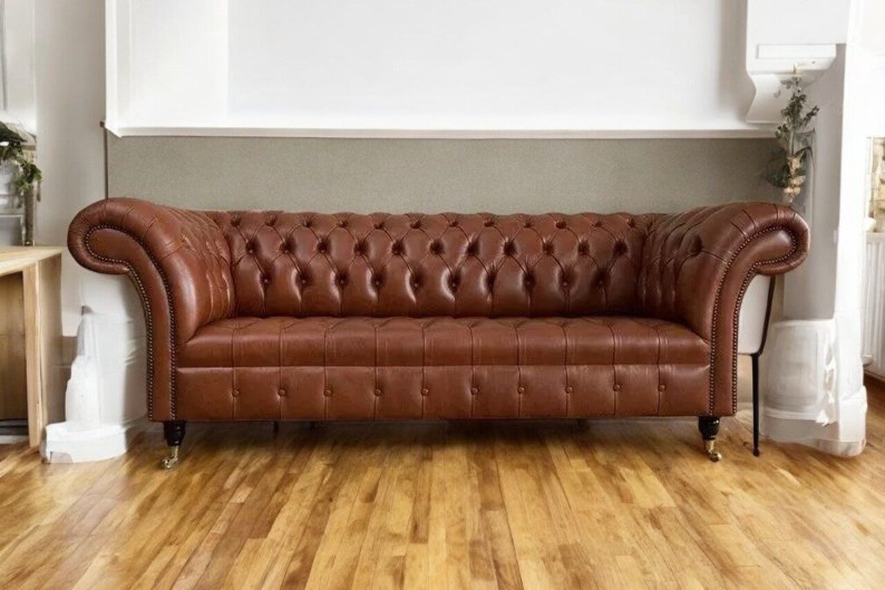 Chesterfield-Sofa Chesterfield Polster Sofas Luxus Couch Sofa 3 Sitzer 100% Leder Sofort