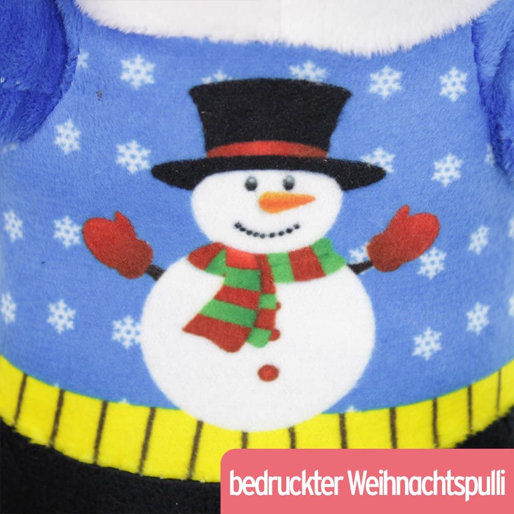 Kuscheltier Pinguin Stofftier im Weihnachts-Look