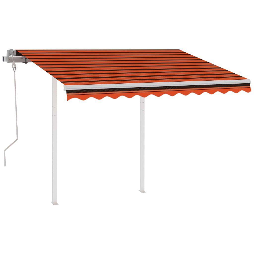 Thumbnail - vidaXL Markise Markise Manuell Einziehbar mit Pfosten 3,5x2,5 m Orange & Braun (1-St)