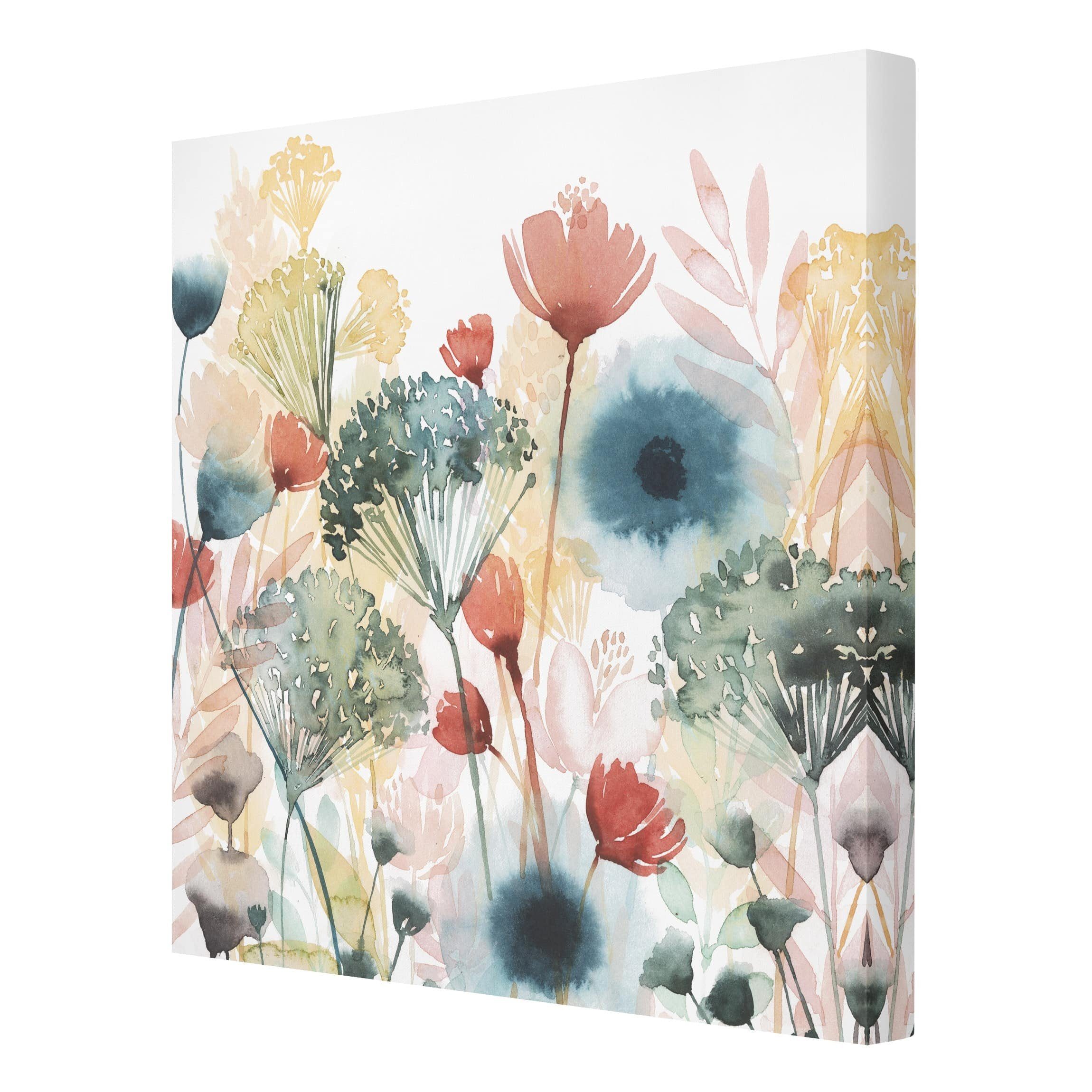 Bilderdepot24 Leinwandbild Blumen Modern floral Natur Größen XXL, Leinwand; Bild vielen auf Leinwand auf weiss Leinwanddruck in Bild Wildblumen