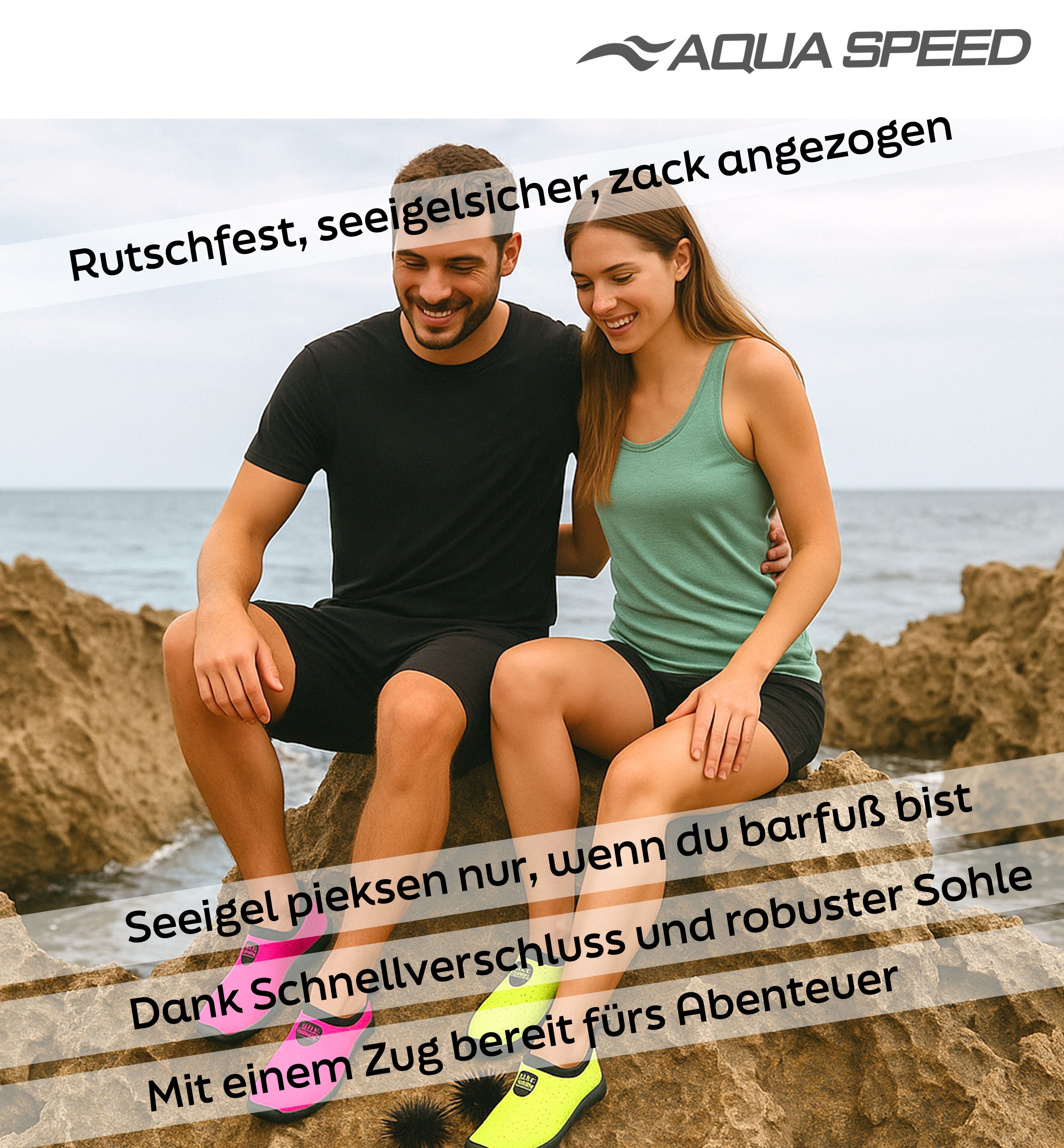Aqua Speed 30 Aqua Shoe robuste Schwimmschuhe mit Anti-Rutsch-Sohle für Action Wasserschuh (Multifunktionale Aqua Schuhe – für Pool, Reise & Freizeit) Leicht & schnelltrocknend – Handtuch inklusive für Urlaub