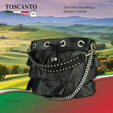 Toscanto Schultertasche Toscanto Damen Schultertasche (Schultertasche), Damen Schultertasche, Henkeltasche Leder, schwarz, Größe ca. 25cm