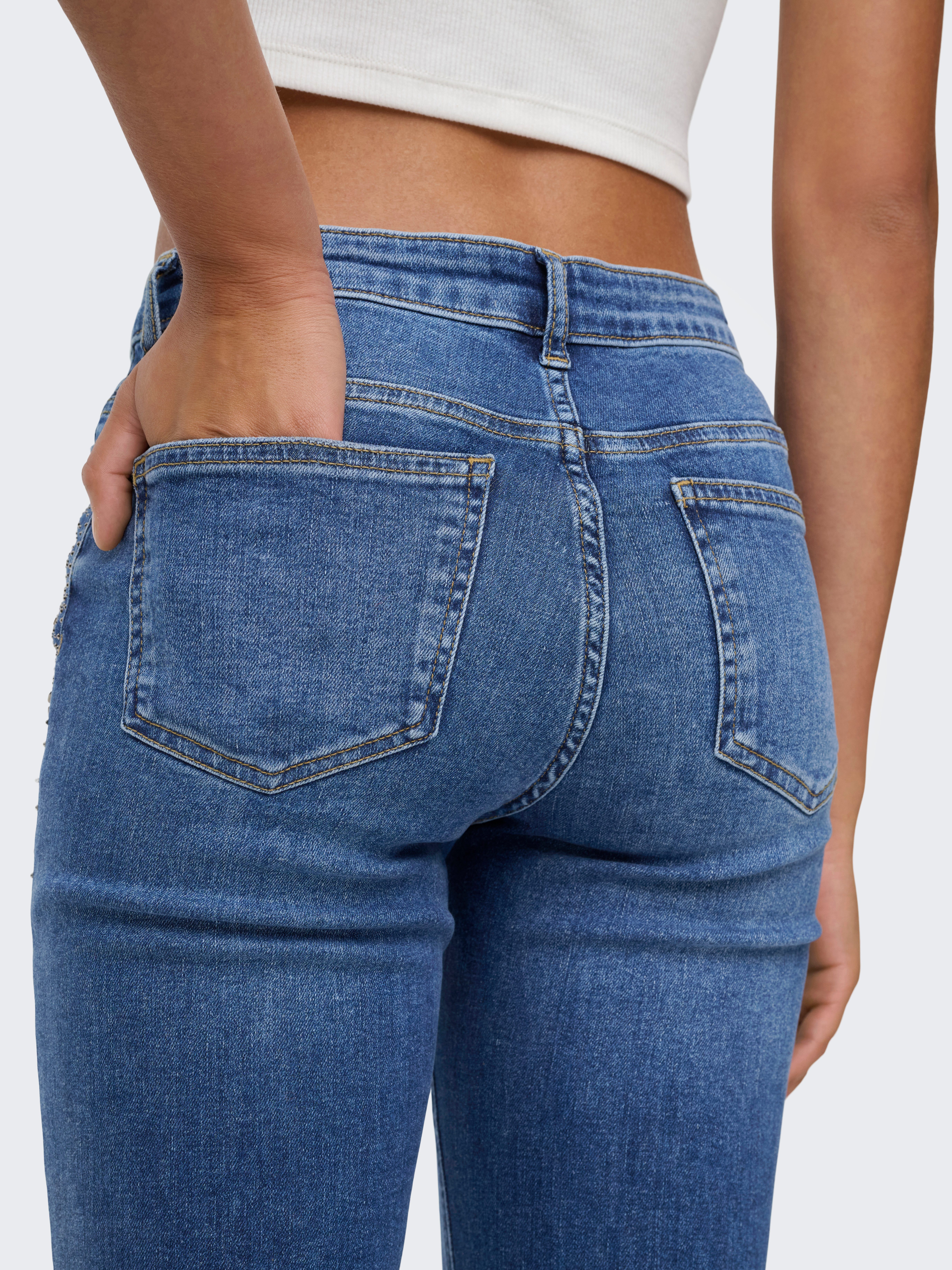 ONLY Slim-fit-Jeans ONLSUI MID SLIM RHINESTONE DNM TAI günstig online kaufen
