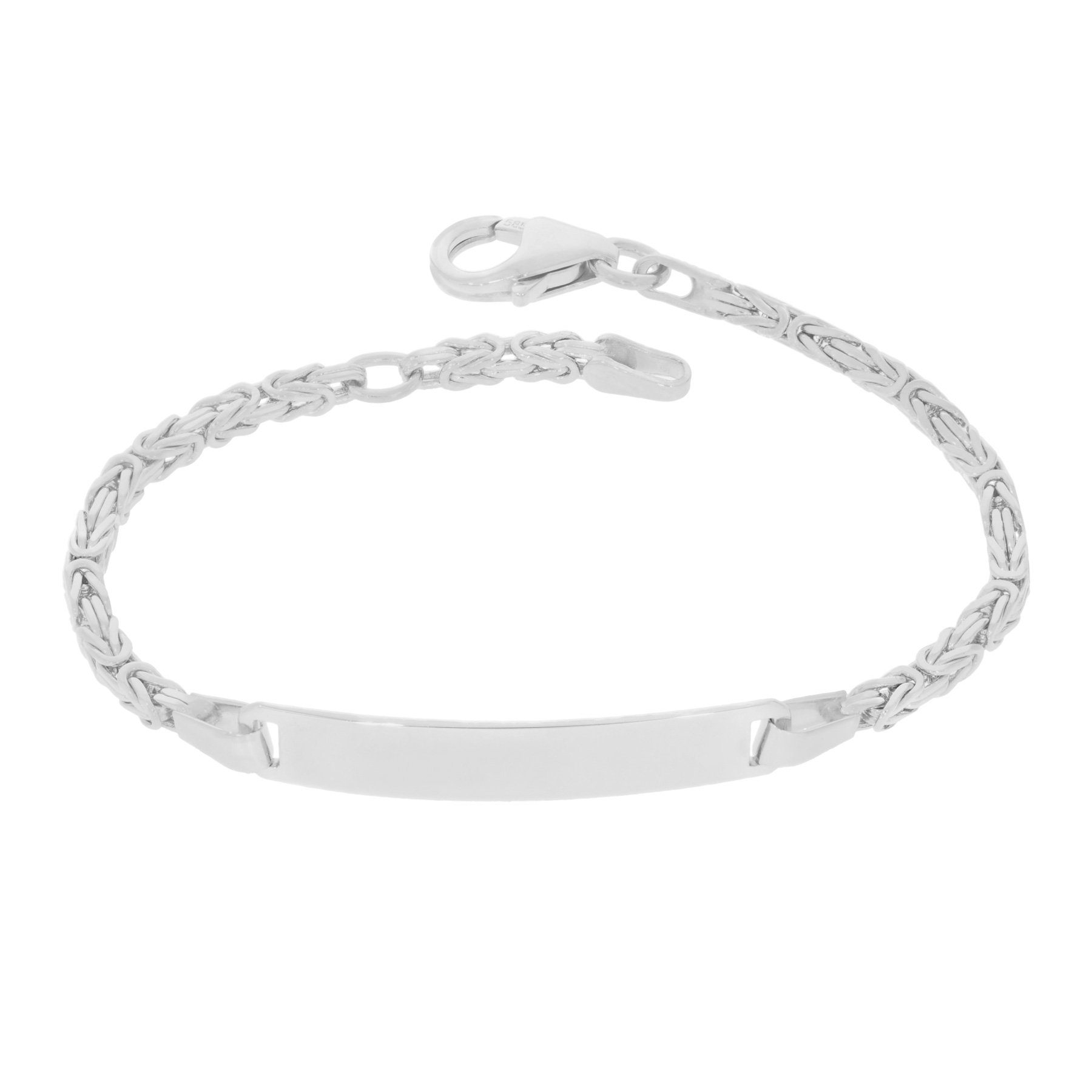 Stella-Jewellery Goldarmband 585 Weissgold ID Armband Königskette massiv 16,5cm (inkl. Etui, 1-tlg), ID Armband für Kinder / Damen