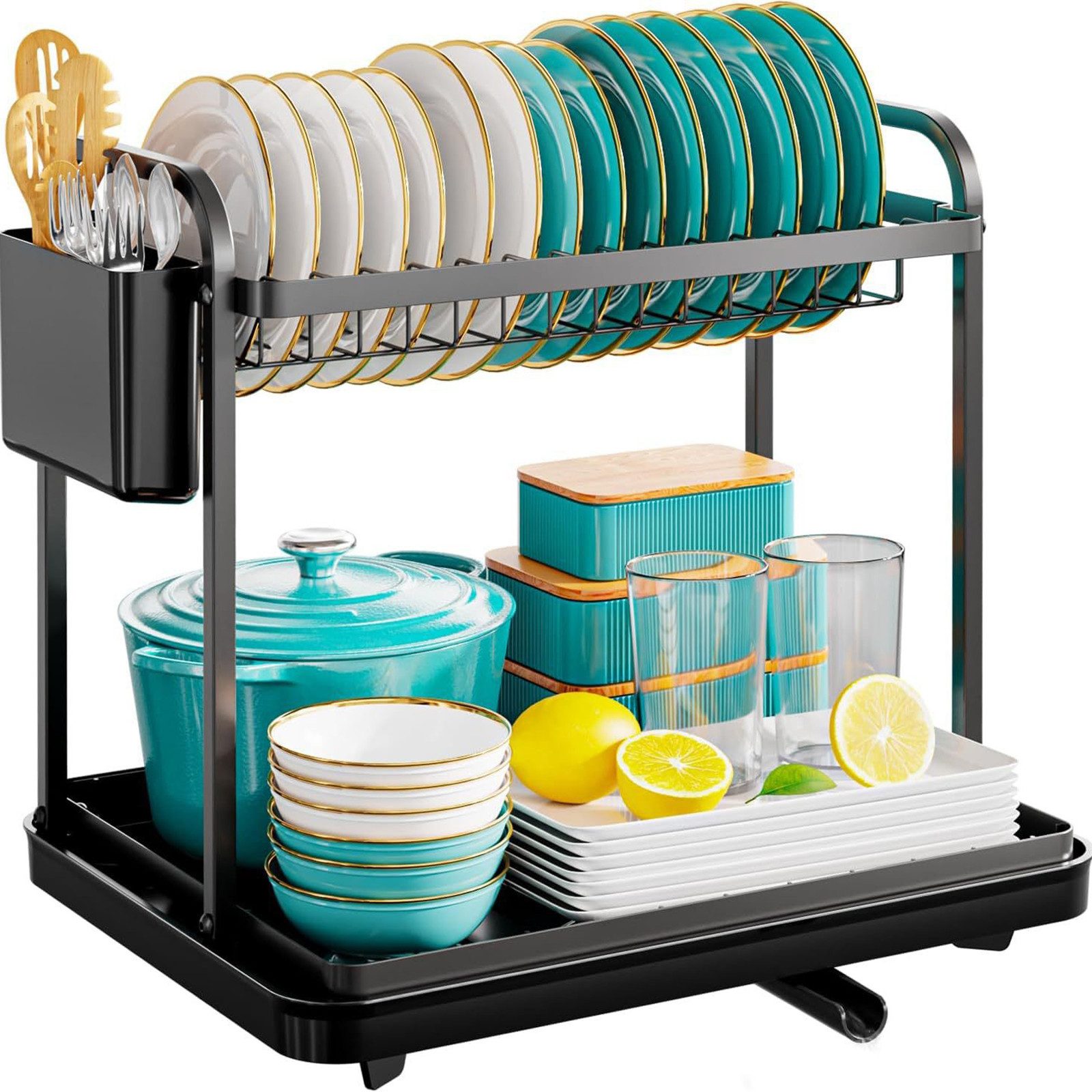 Geschirrständer Doppel-Etagen Geschirr Trockenständer Abtropfgestell Aufbewahrung