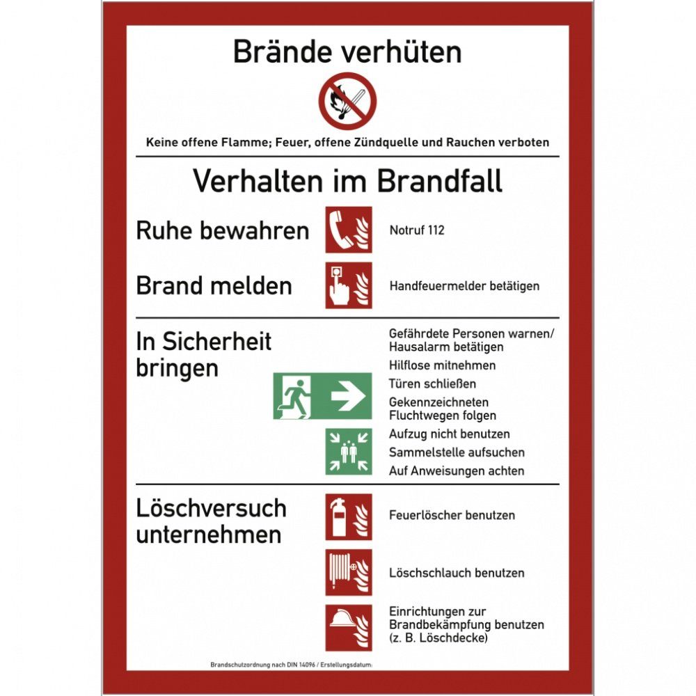 Hinweisschild Brandschutzordnung mit Handfeuermelder, DIN 14096, Teil A (2014)