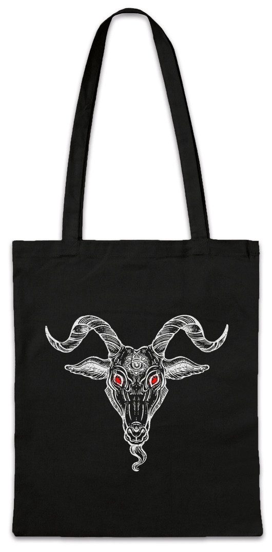 Beuteltasche Baphomet Head Stofftasche Aleister Pentagram Religion 666 Satan Teufel