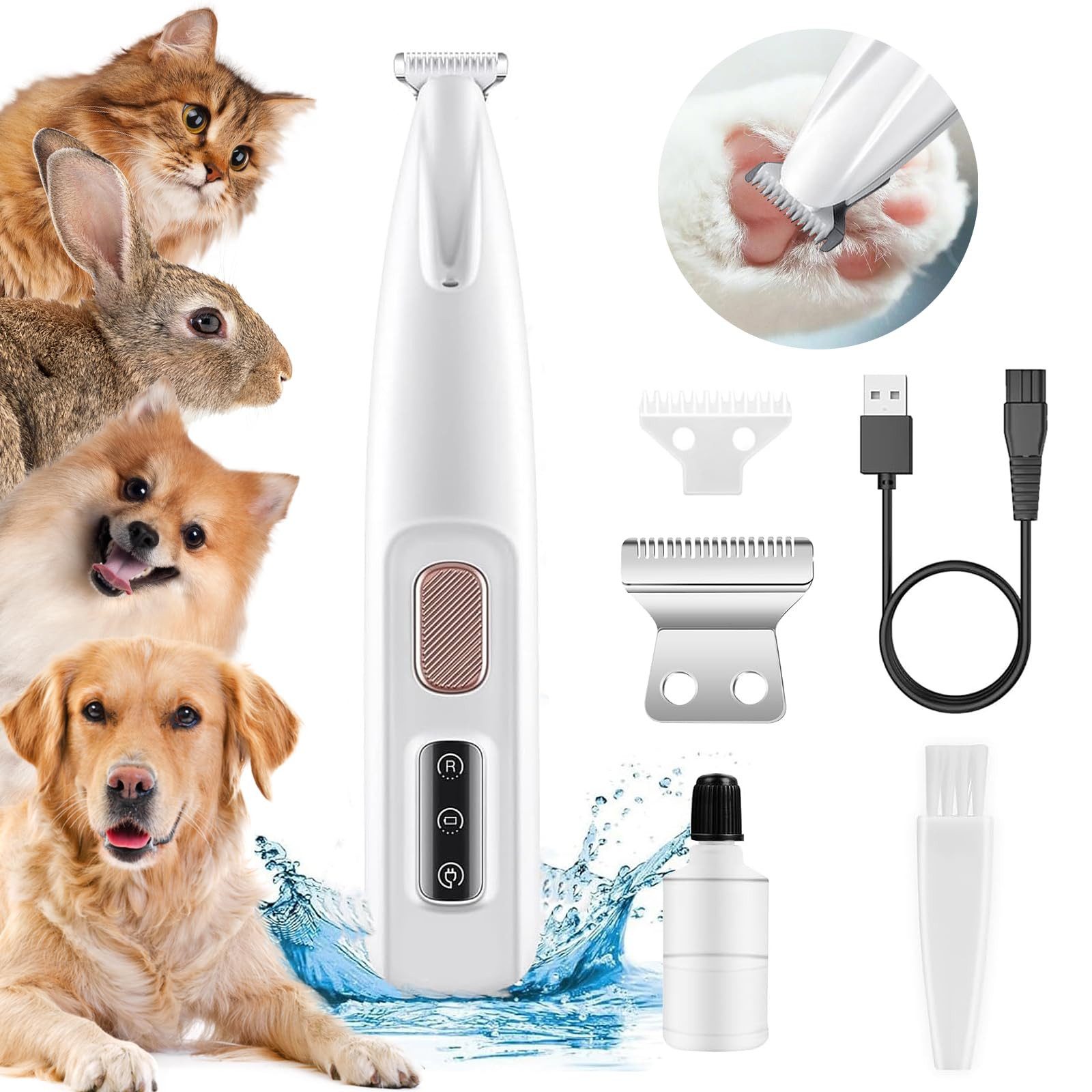 Hundeschermaschine Profi Hundetrimmer, Pfotentrimmer für Hunde Katzen Pfoten, Augen