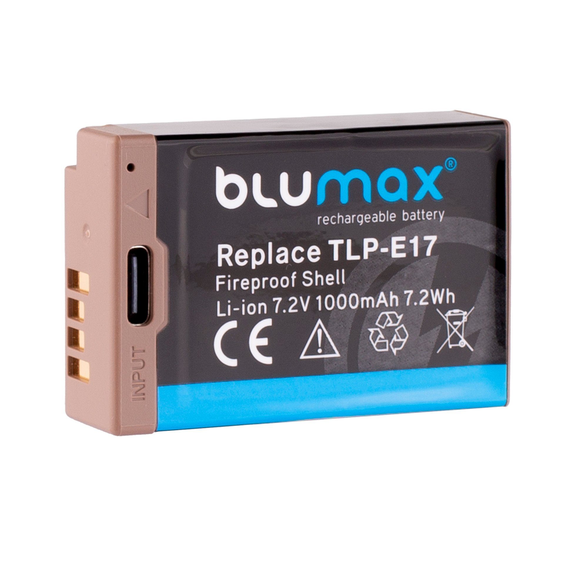 Blumax Akku für Canon LP-E17 EOS RP M3 M6 760D R8 R10 R50 USB-C 1000 mAh Kamera-Akku