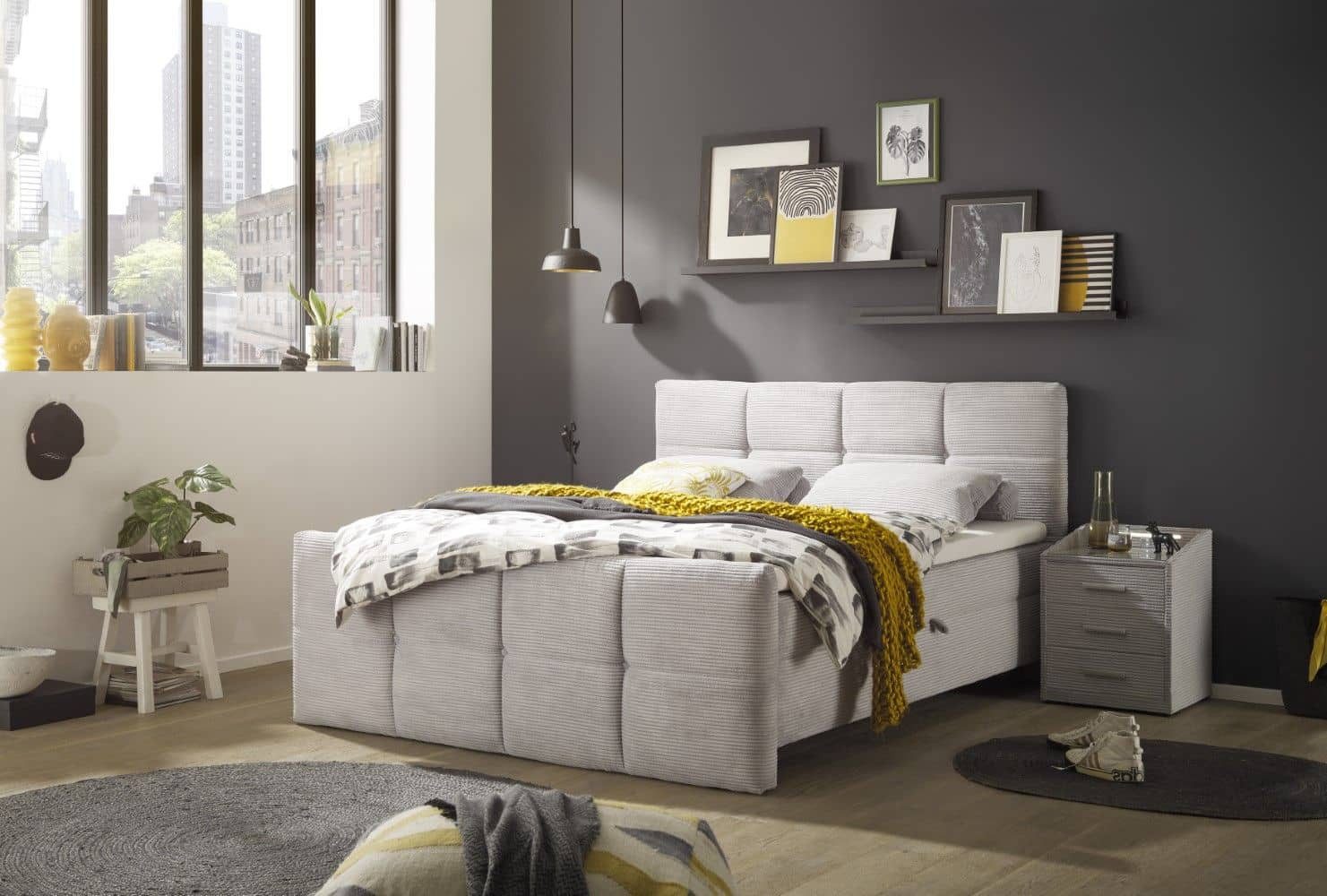 ED EXCITING DESIGN Boxbett Tijuana 160/180x200 mit Topper & 7-Zonen-Tonnentaschenmatratze (Komplettbett inkl. Stauraum, Topper und Matratze), Komplettbett, Bettkasten + HR-Topper + Tonnentaschen-Federkernmatratze