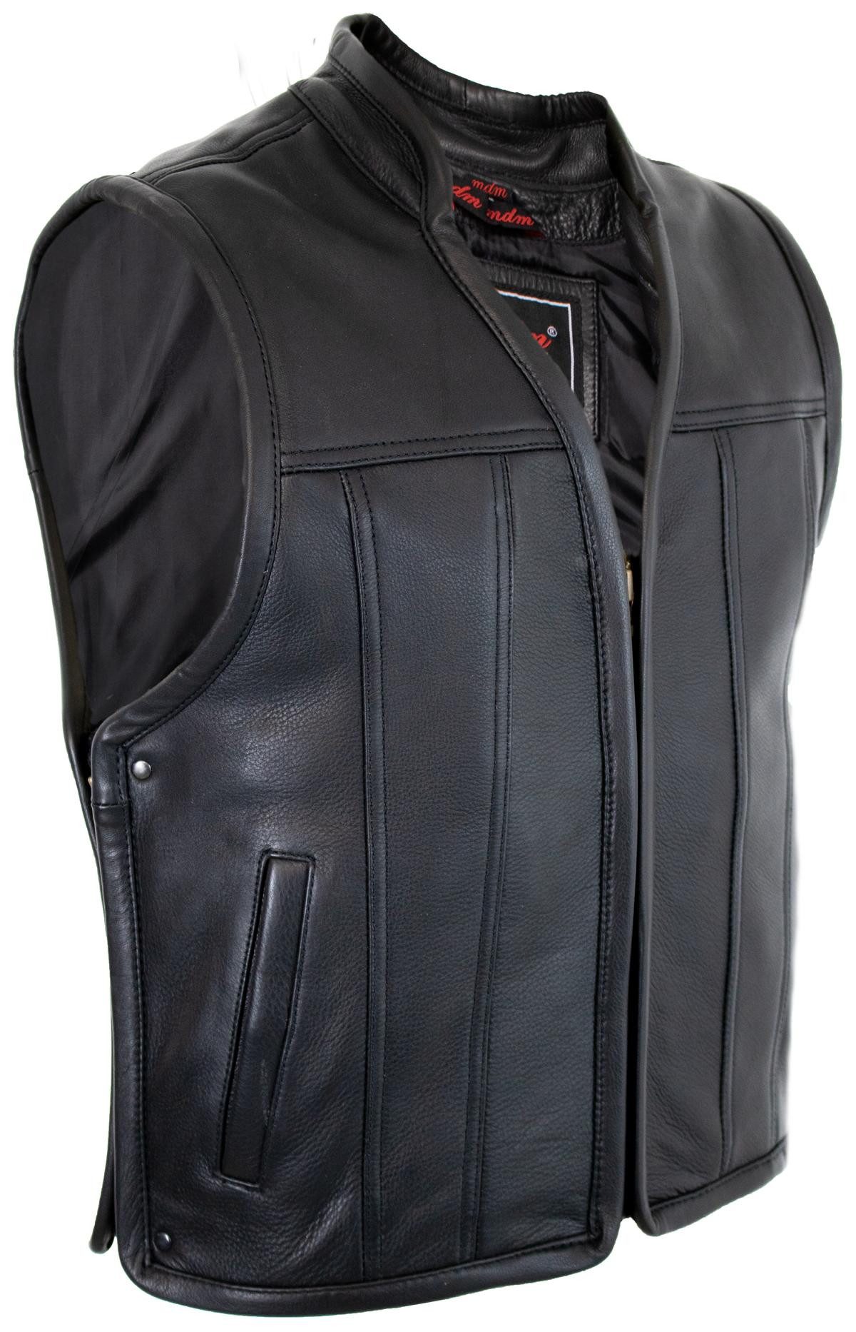 MDM Lederweste Herren Biker Lederweste mit günstig online kaufen