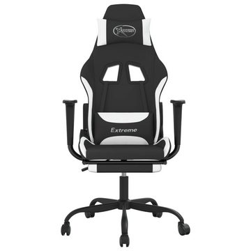 furnicato Gaming-Stuhl mit Fußstütze Schwarz und Weiß Stoff (1 St)