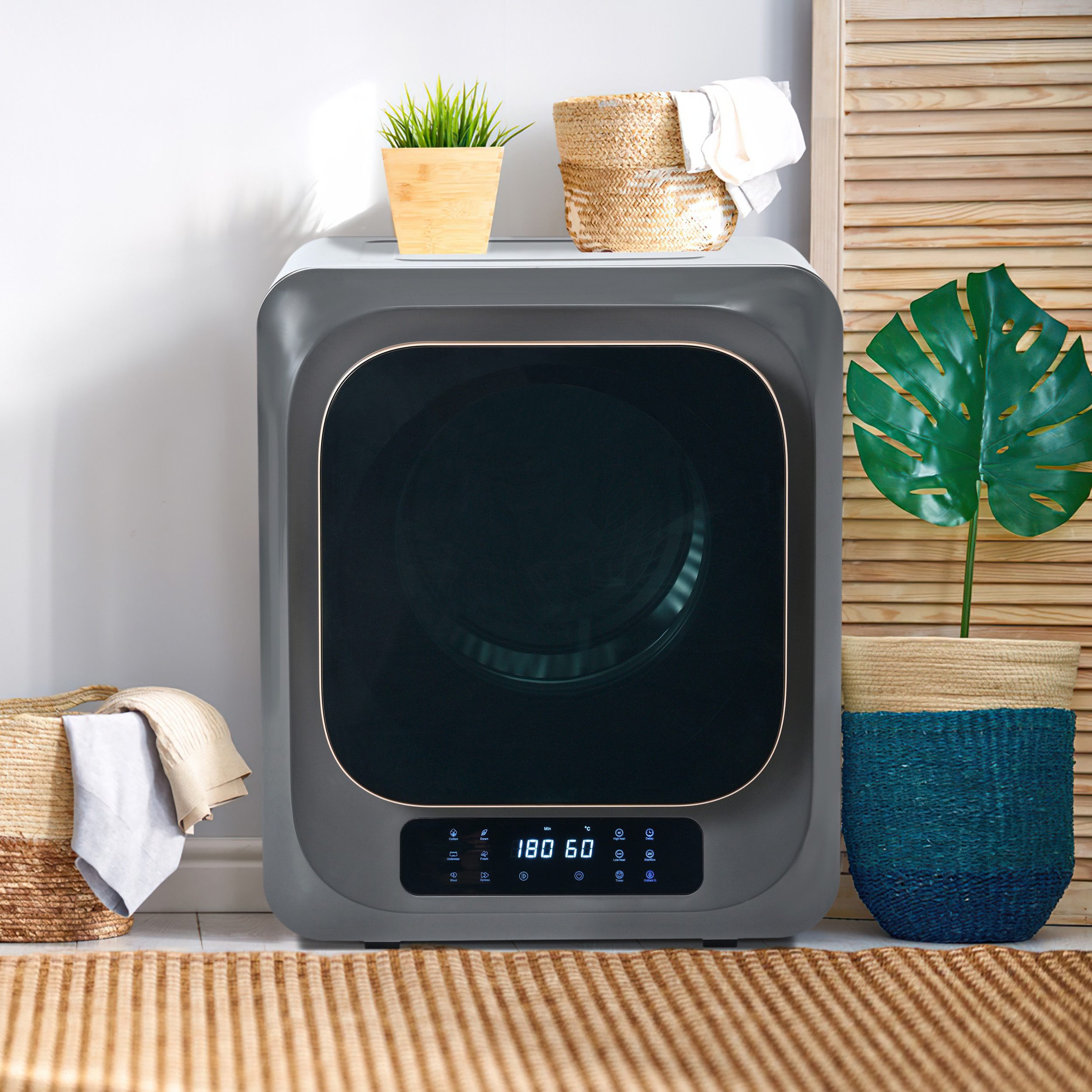 WHEELYOU Ablufttrockner Abgastrockner Edelstahl, 3kg (bis 4kg), 850W, 6 Programme, Wandmontage, Komfortabler Wäschetrockner, Überhitzungsschutz, UV-Desinfektion