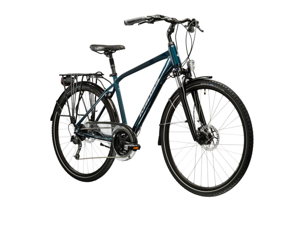 Kross Trekking Bike, Men's 28" Explorer 45.0 Blue, 24 Gears, 24-Speed ​​Shimano DEORE M592 Derailleur, Derailleur Gears
