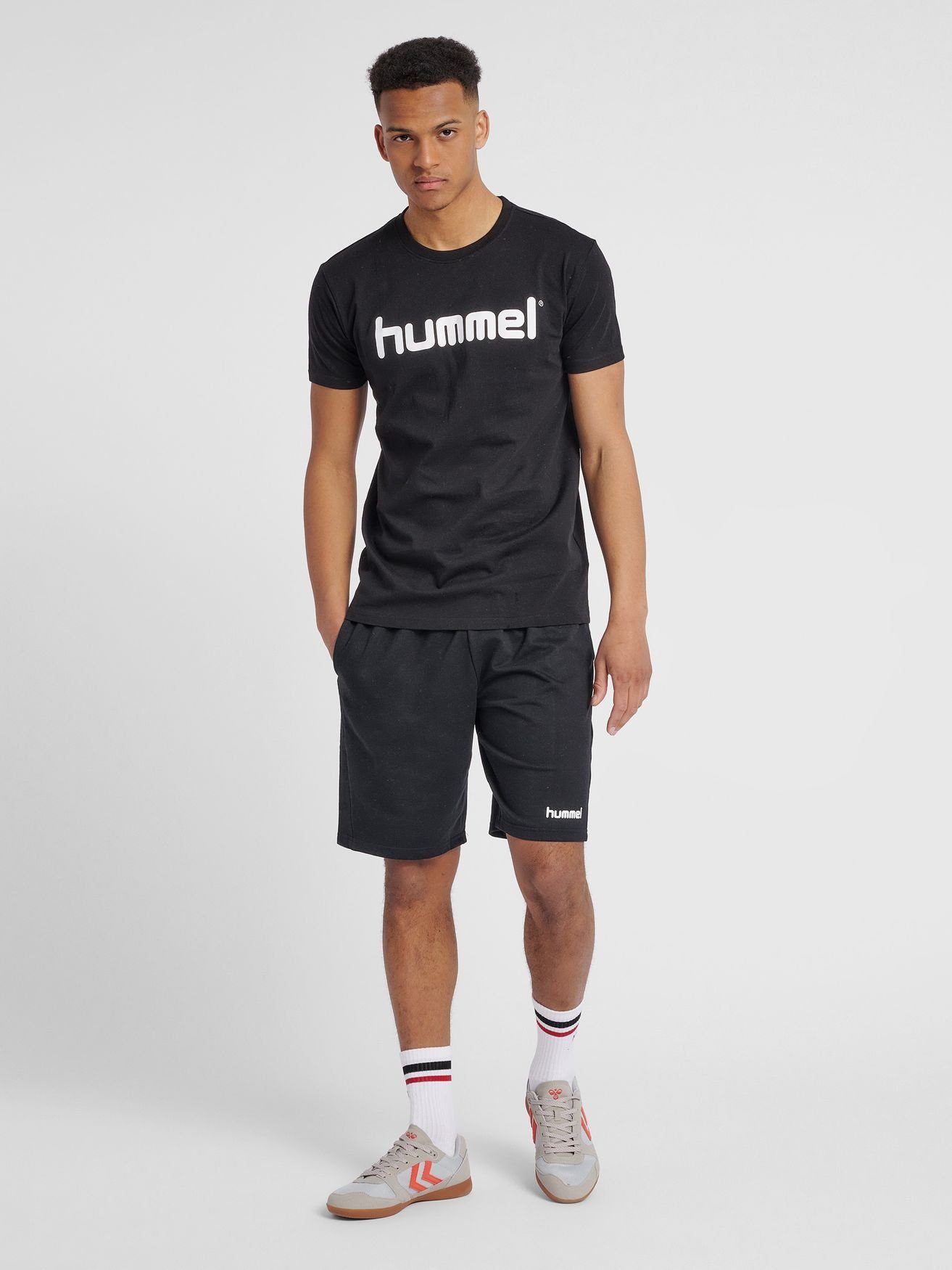 hummel T-Shirt Logo HMLGO in 5125 aus Sport Schwarz Rundhals Shirt T-Shirt Baumwolle Kurzarm