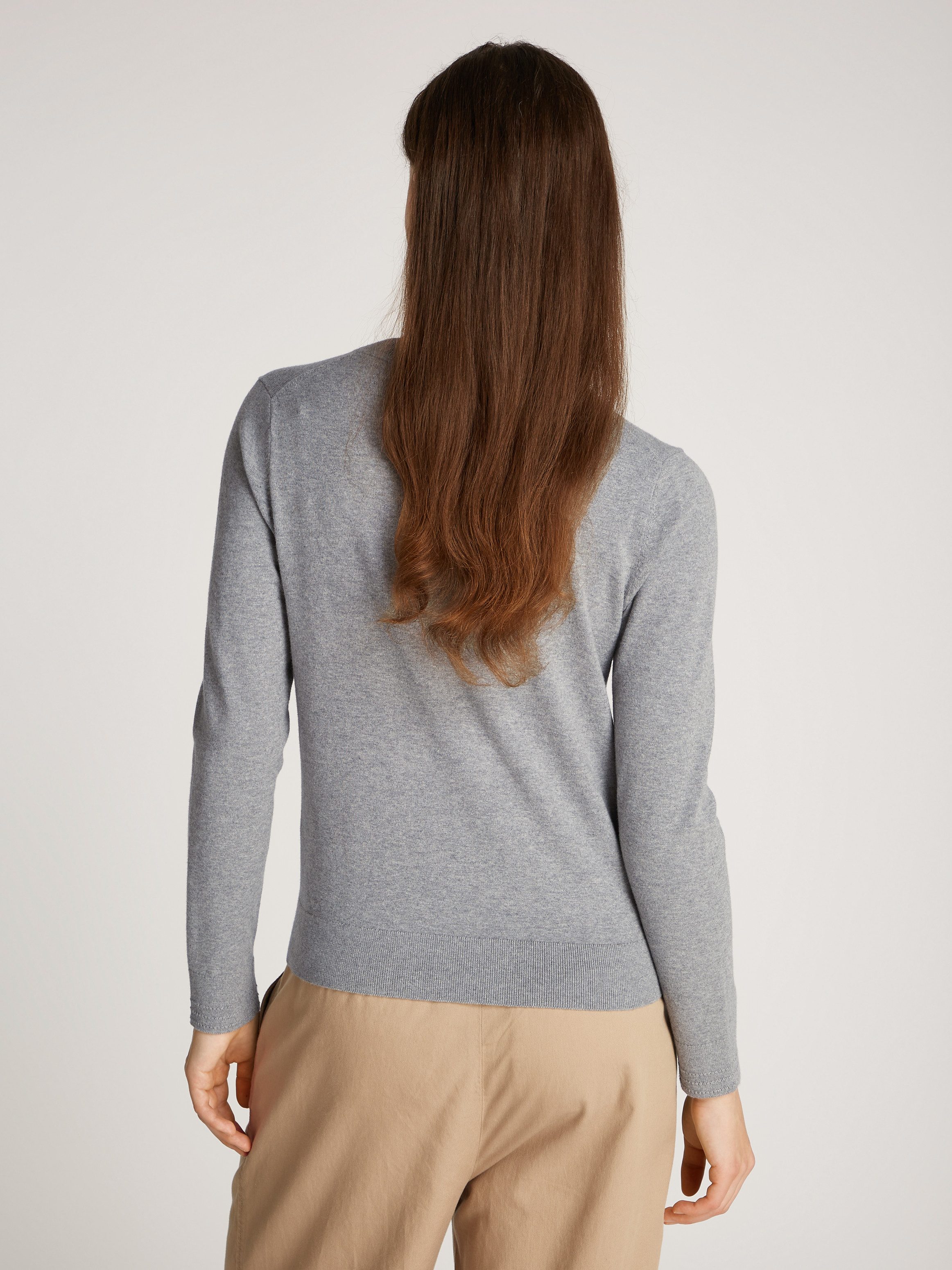 Tommy Hilfiger V-Ausschnitt-Pullover mit Logo-Stickerei günstig online kaufen