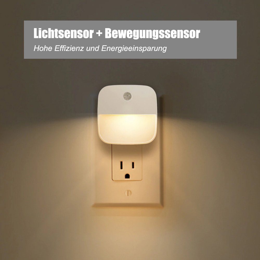 LED-Bewegungssensor-Nachtlicht, ) intelligentem für (AUTO-Bewegungssensor Tageslichtweiß, Warmes Nachtlicht Lichtsensor Weiß mit Sunicol Schlafzimmer/Flur/Treppenhaus, LED