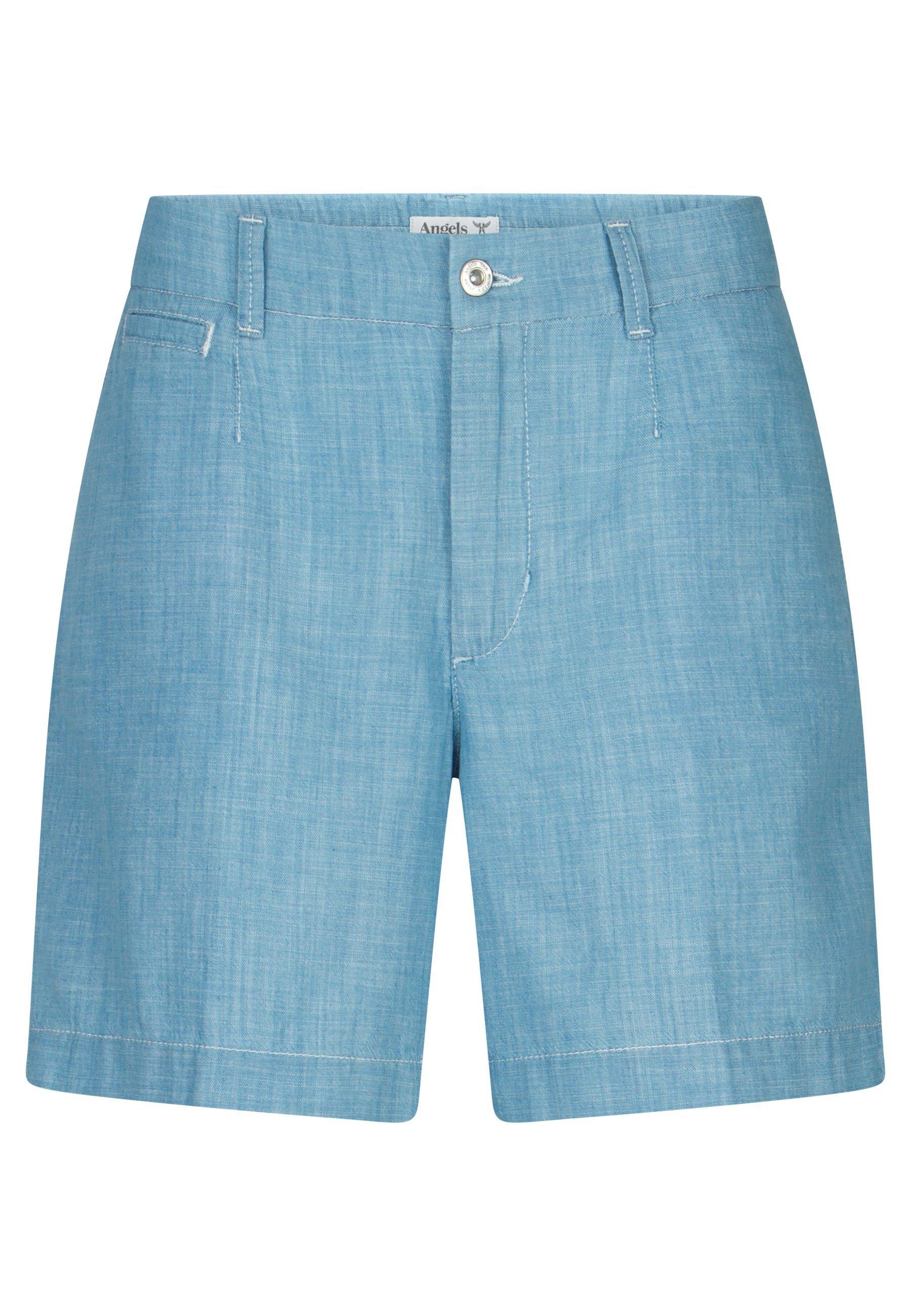 Short Leg hellblau mit Jeanshotpants Wide Hose Label-Applikationen ANGELS leichtem mit Material
