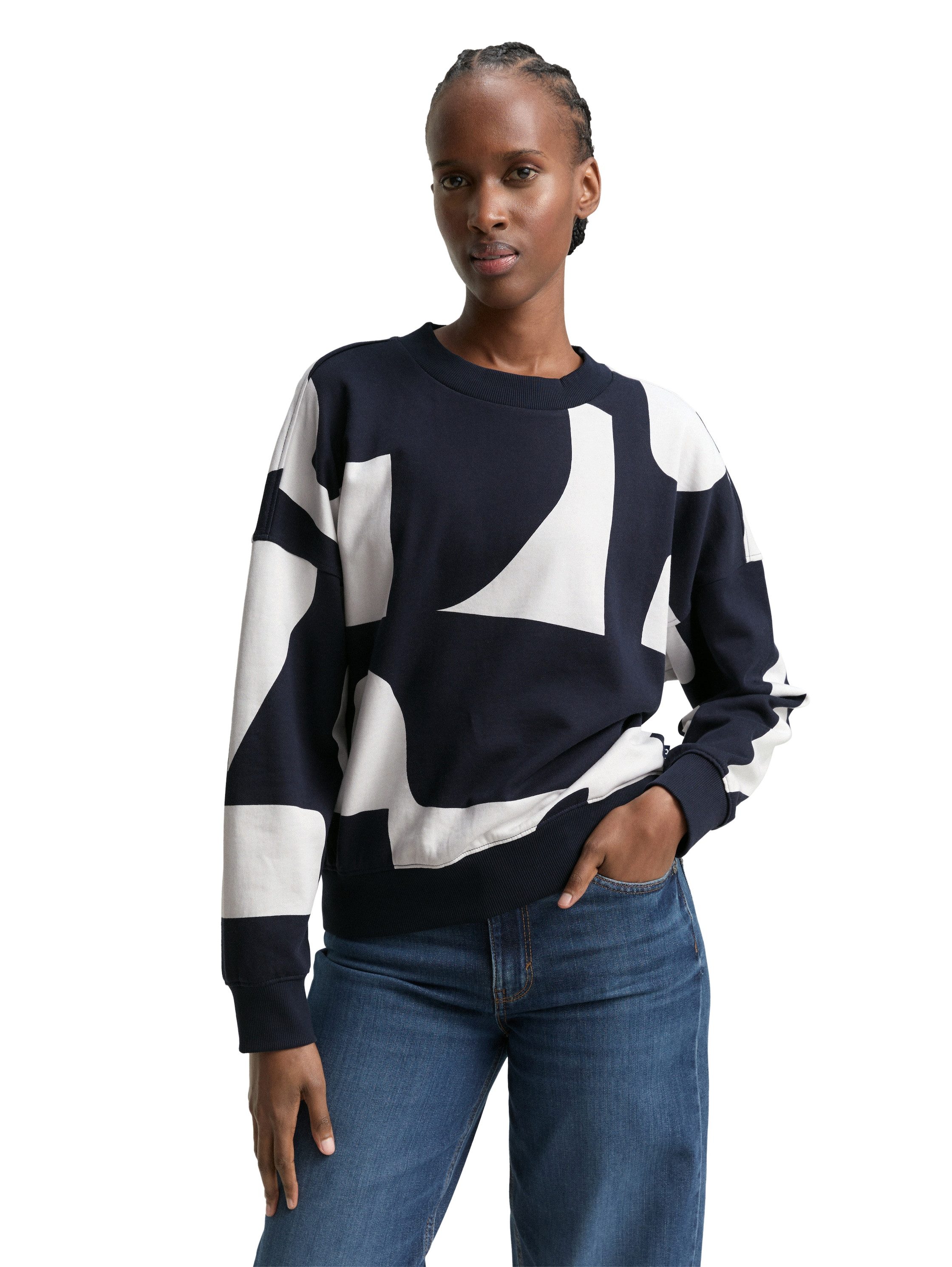 TOM TAILOR Denim Sweatshirt mit All-Over Print günstig online kaufen