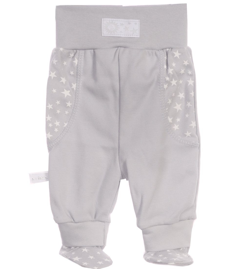 La Bortini Schlupfhose Hose mit Füßchen für Babys in Grau mit Sternechen aus Baumwolle, 44 50 56 62 68 74 80 86