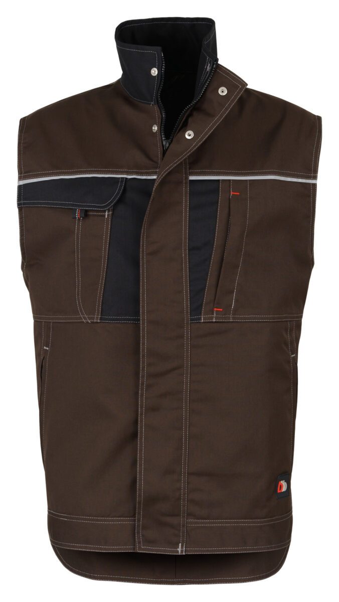 BEB Arbeitsweste beb HANDWERK Herren Weste INFLAME Polyestermix Braun/Schwarz