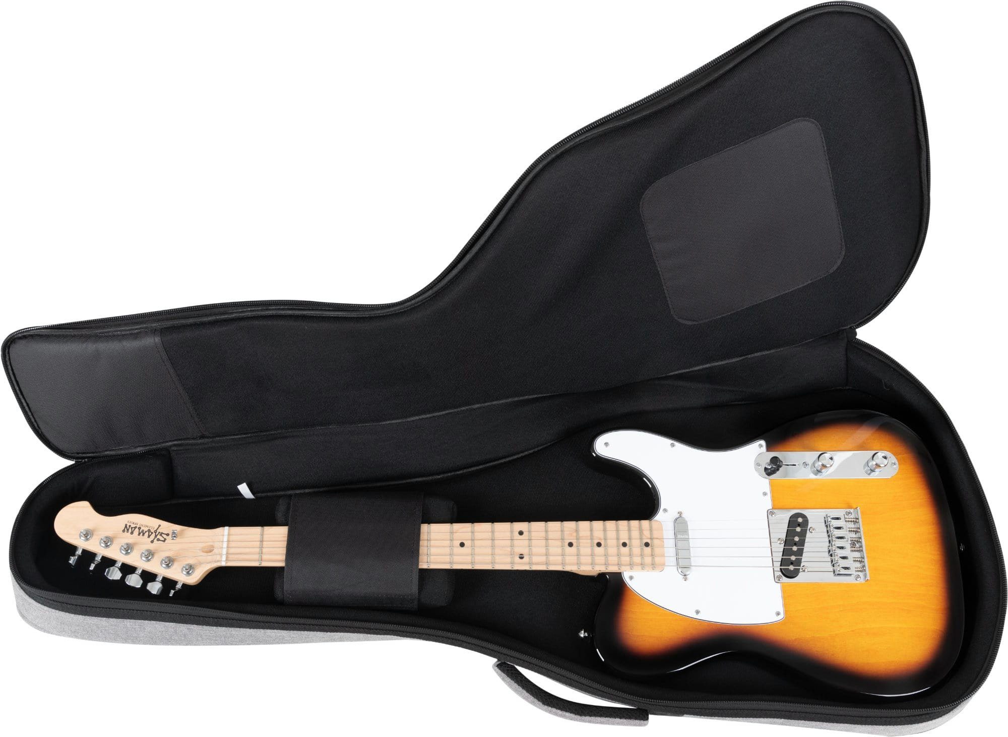 Kirstein Gitarrentasche EGBK-1122OG E-Gitarrentasche Grau, E-Gitarren-Tasche mit gepolsterte Rucksackgarnitur