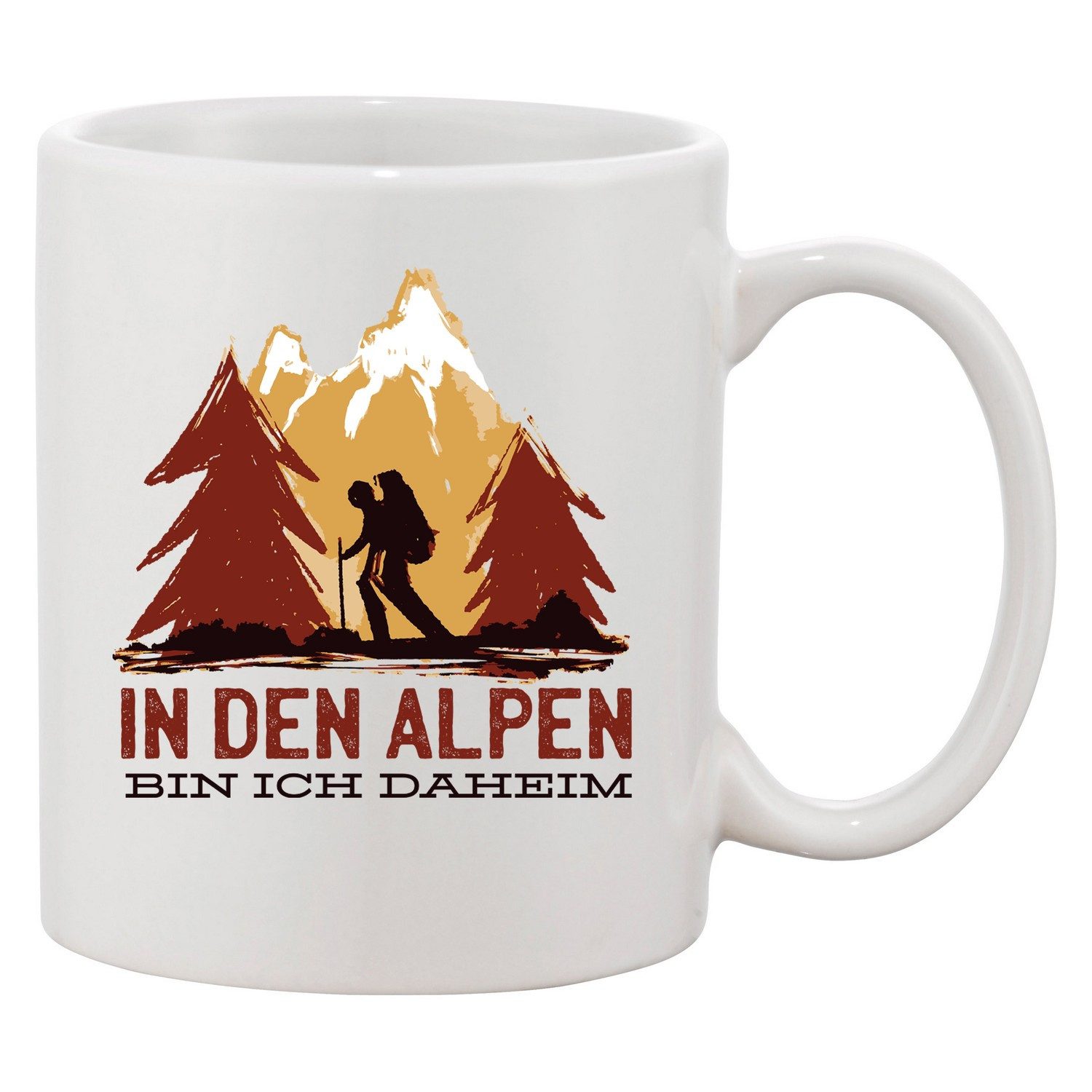 Blondie & Brownie Tasse Keramiktasse Alpenliebe Wanderer Bergsteigen Tanne Outdoor Abenteuer, 1-tlg., Keramik, Alpenliebe Bergliebe Keramiktasse