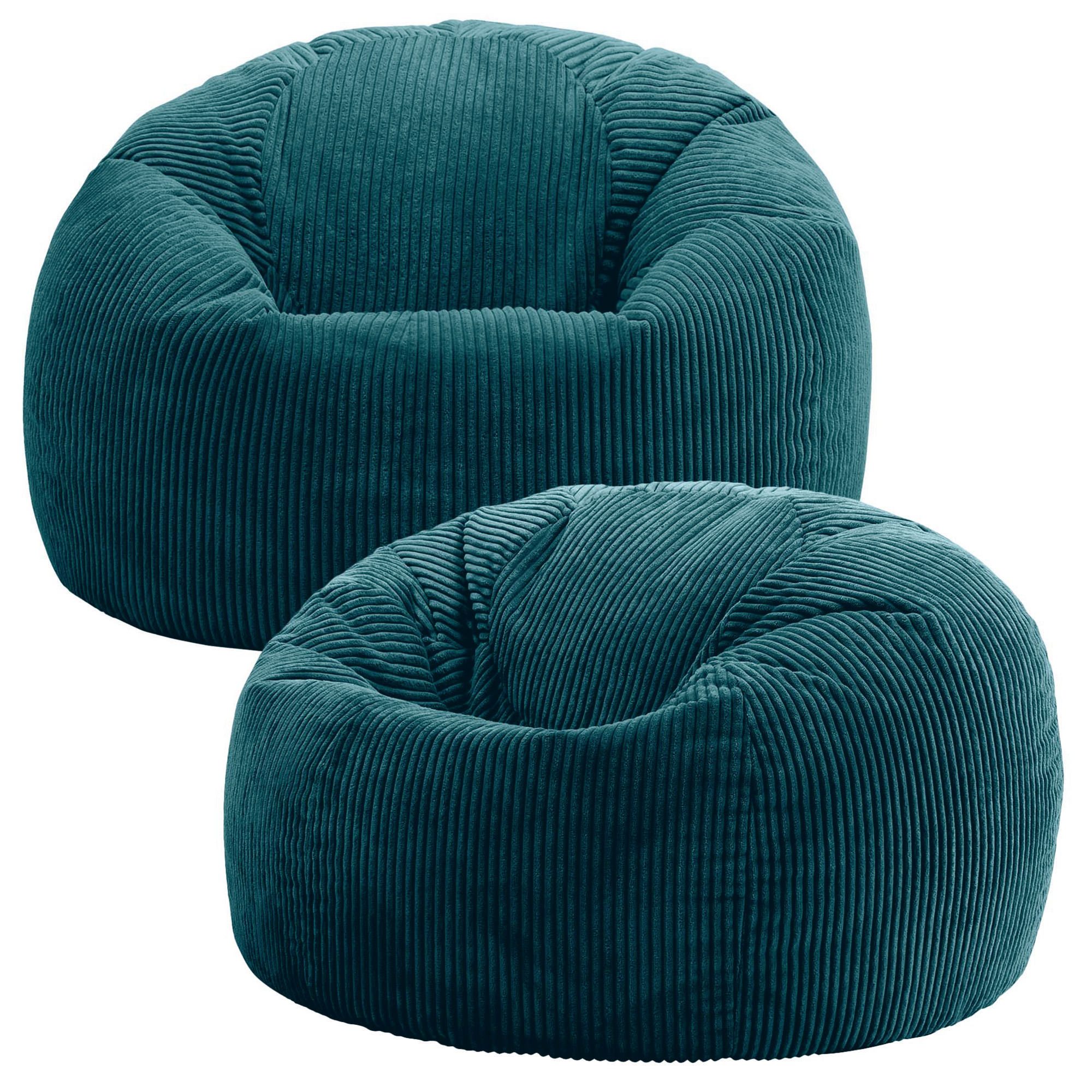 icon Sitzsack Erwachsene 2er Set Klassischer Sitzsack aus Cord „Kingston“, 85x50cm, Made in Germany, für Erwachsene & Kinder, mit Füllung