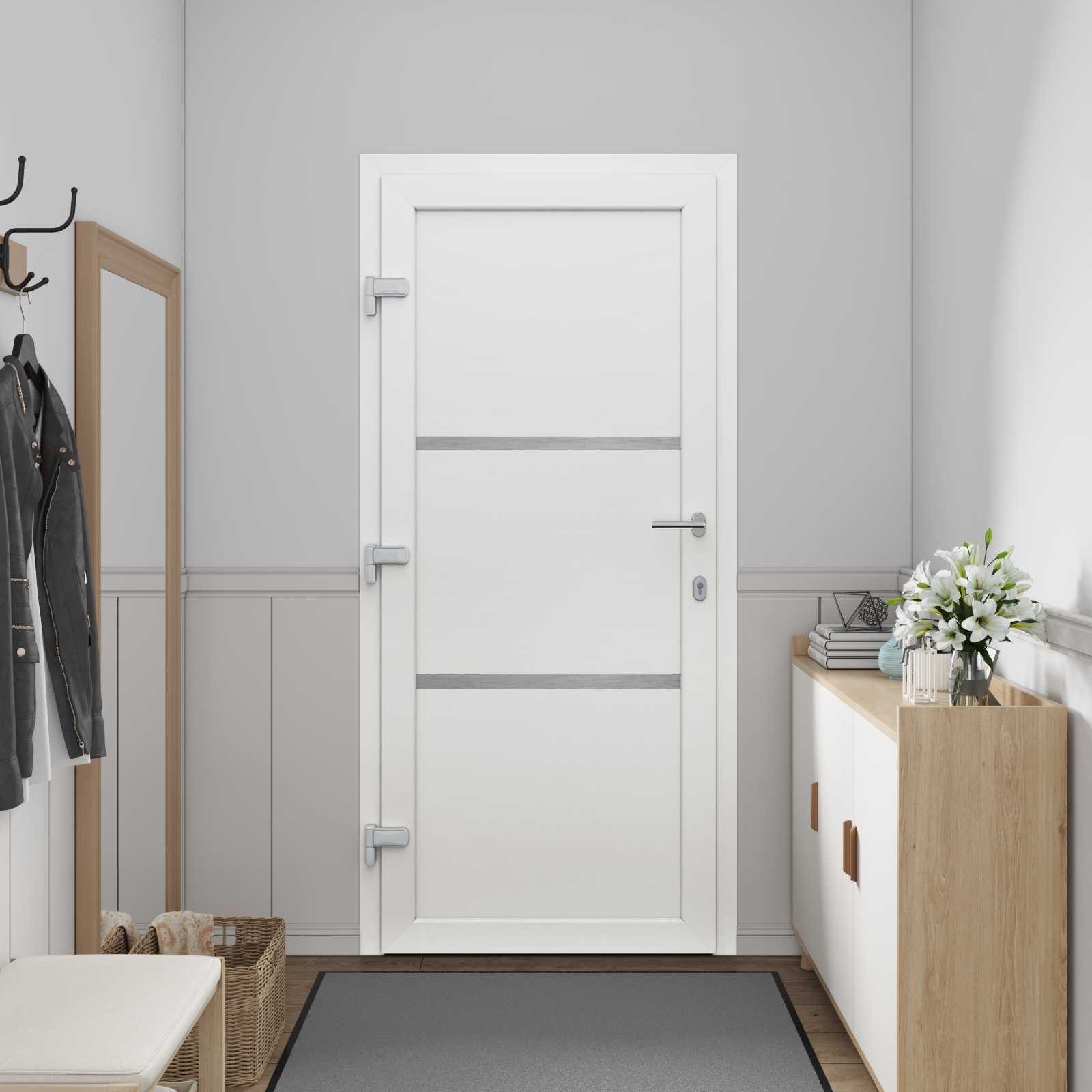 vidaXL Haustür Vordertür 108 x 208 cm PVC Weiß (1-St)