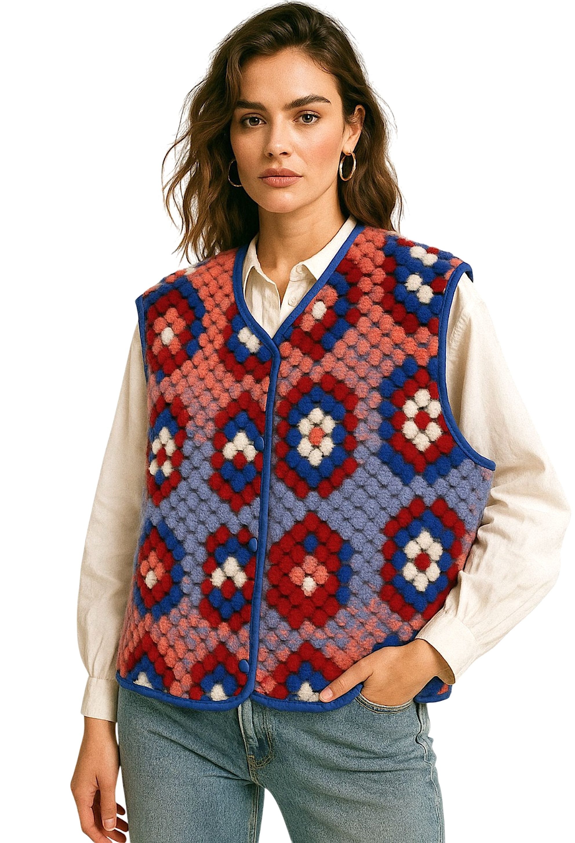 Worldclassca Fellimitatweste Worldclassca Teddy Weste Retro Mandala Optik K günstig online kaufen