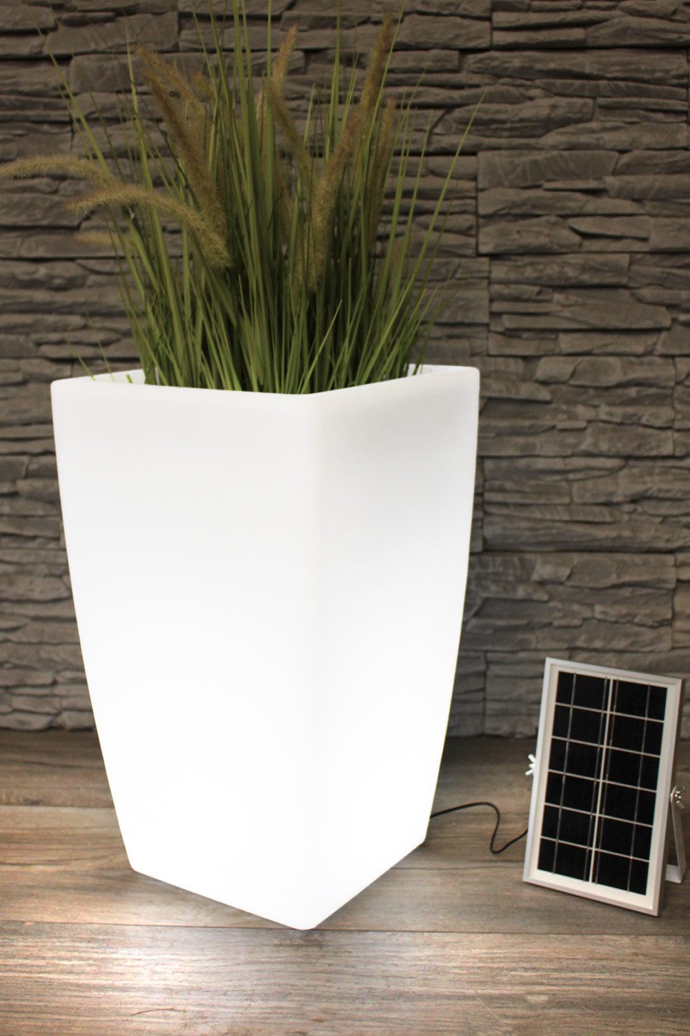 Pflanzkübel Solar Blumenkübel LED Farbwechsel + Fernbedienung Akku Blumentopf