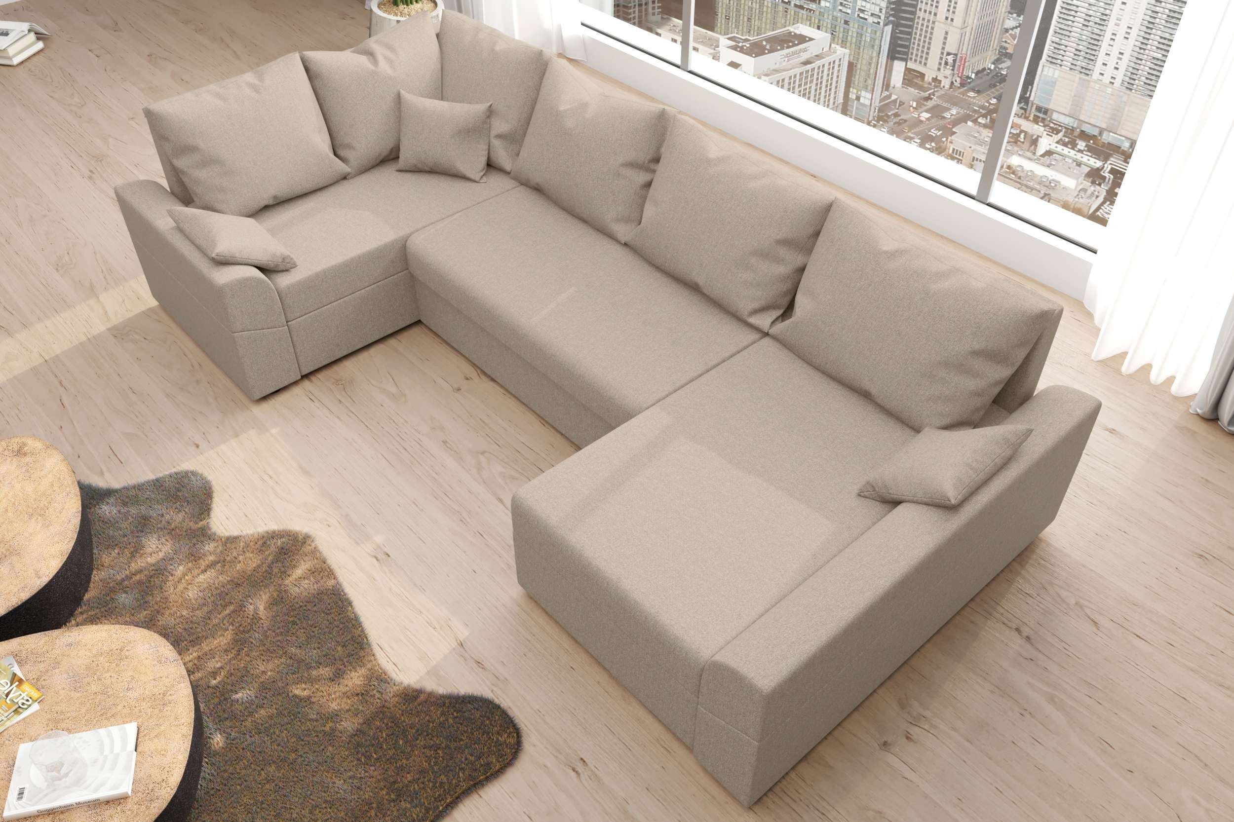 Bettkasten, Bailey, Bettfunktion, Eckcouch, U-Form, mit Design Wohnlandschaft Sitzkomfort, Sofa, Modern mit Stylefy