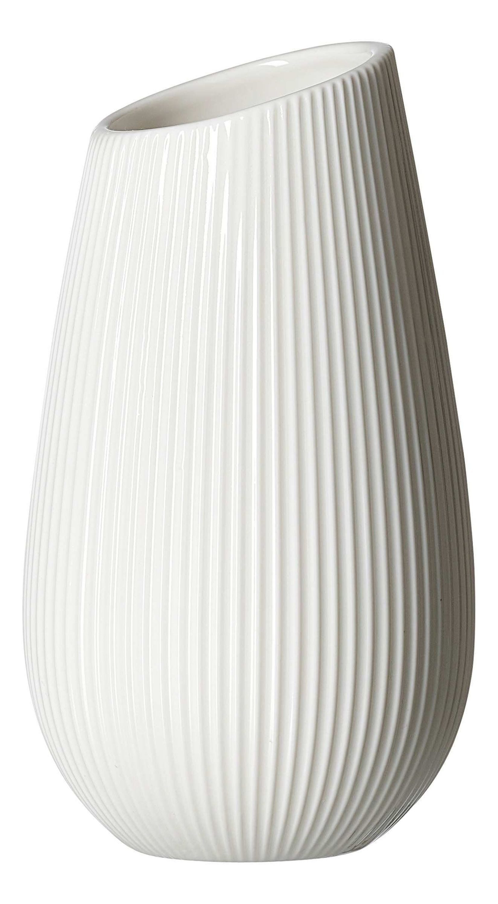 Ritzenhoff & Breker Tischvase Vase Alma aus hochwertigem Porzellan mit Rillen-Relief (1 St), Tropfenförmig