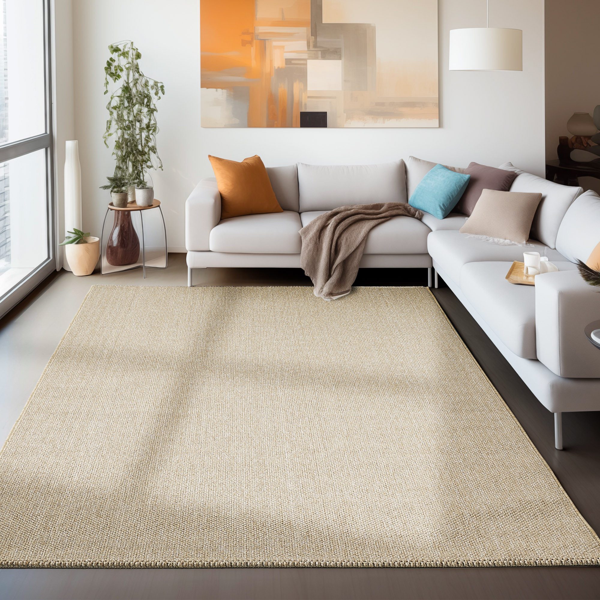Carpettex Schlingenteppich Unicolor, Rechteckig, Höhe: 7 günstig online kaufen