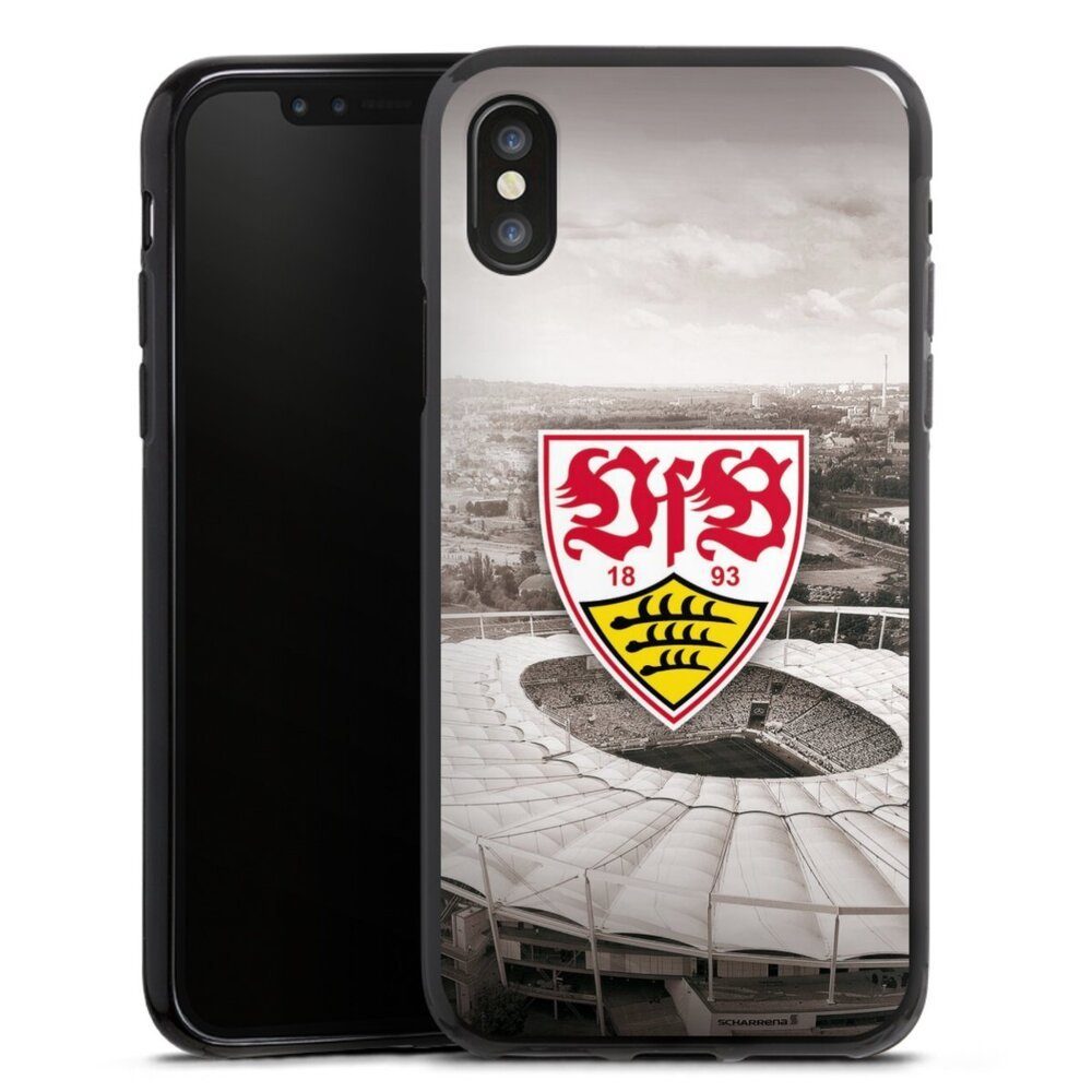 DeinDesign Handyhülle VfB Stuttgart Offizielles Lizenzprodukt Stadion VfB Stadion Grau, Apple iPhone X Silikon Hülle Bumper Case Handy Schutzhülle
