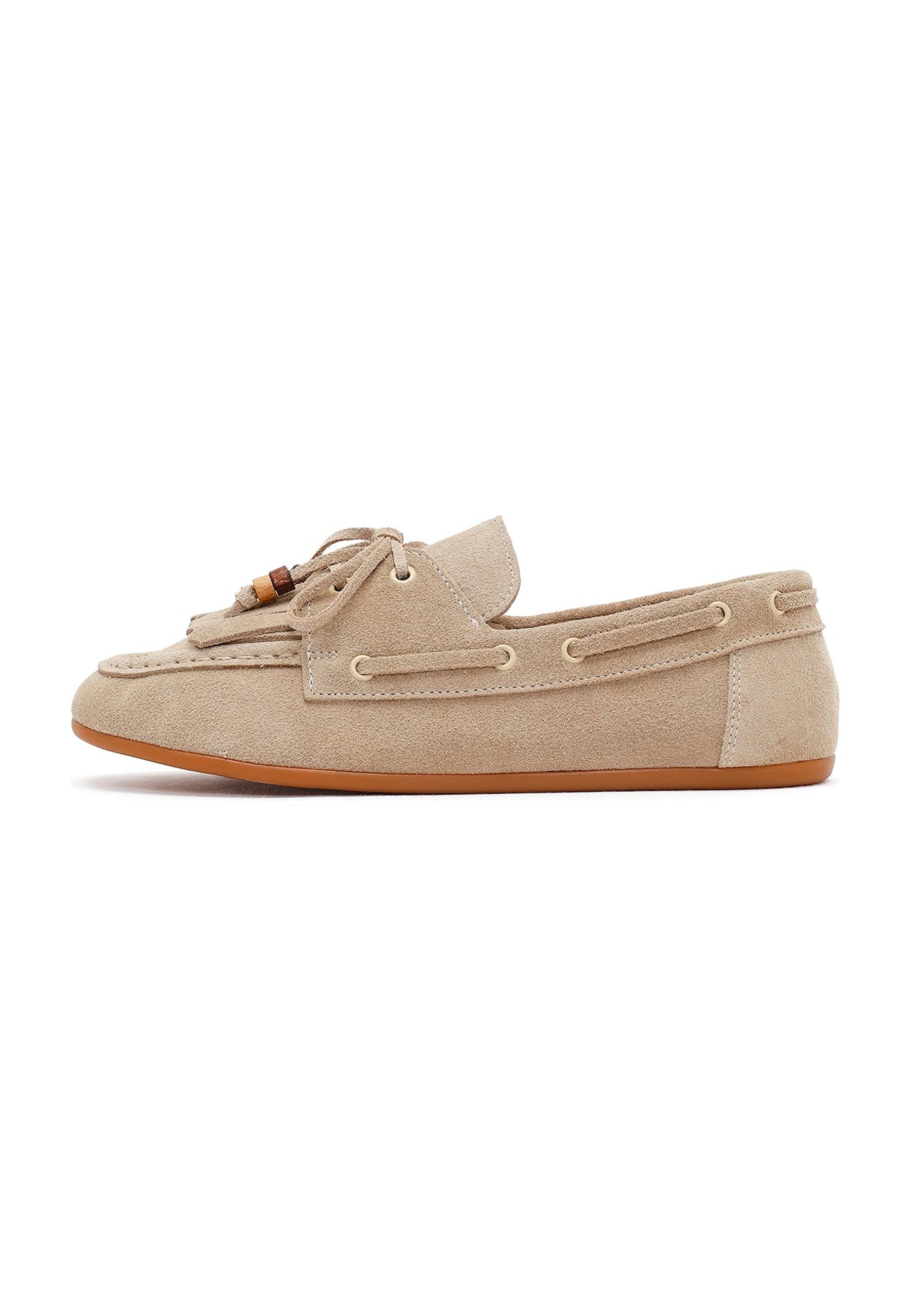 Derimod Maskuline Loafer aus Veloursleder Loafer Echtes Wildleder, Textilfutter, Slipper-Design, Fransen-Detail