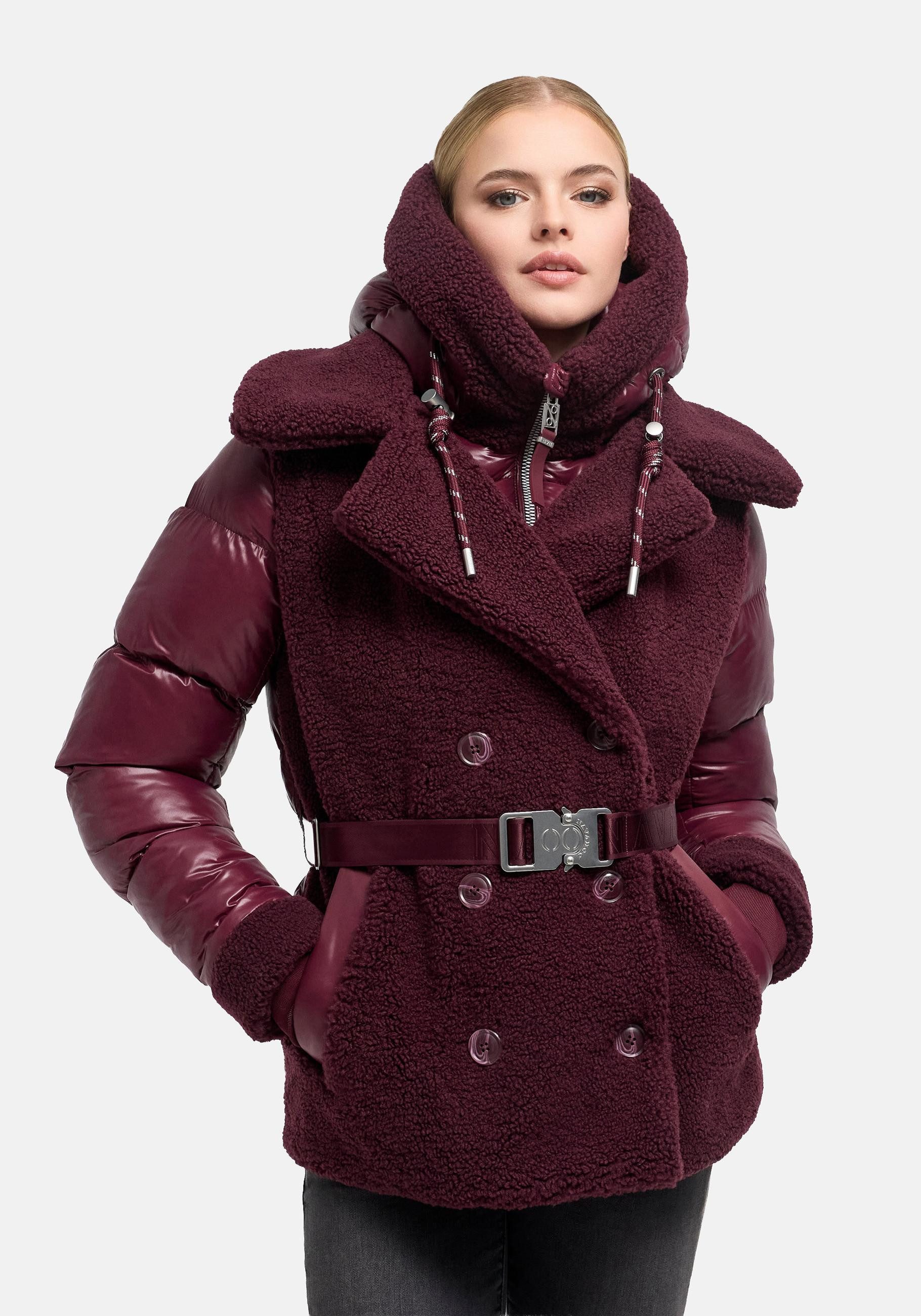 Navahoo Plüschjacke Kuschelhäschen 14 Winterjacke im Teddy-Stepp-Materialmix mit Kapuze, winddicht