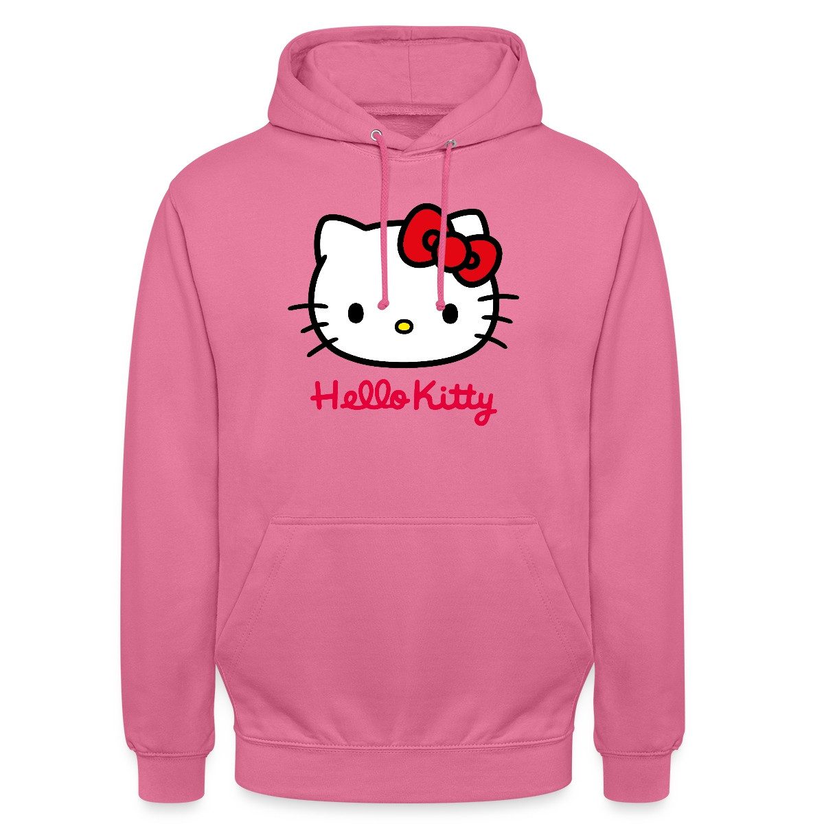 Spreadshirt Hoodie Hello Kitty Klassisch Mit Schriftzug Unisex Hoodie (1-tlg) Unisex-Schnitt: Sitzt bei Männern körpernah, bei Frauen weit