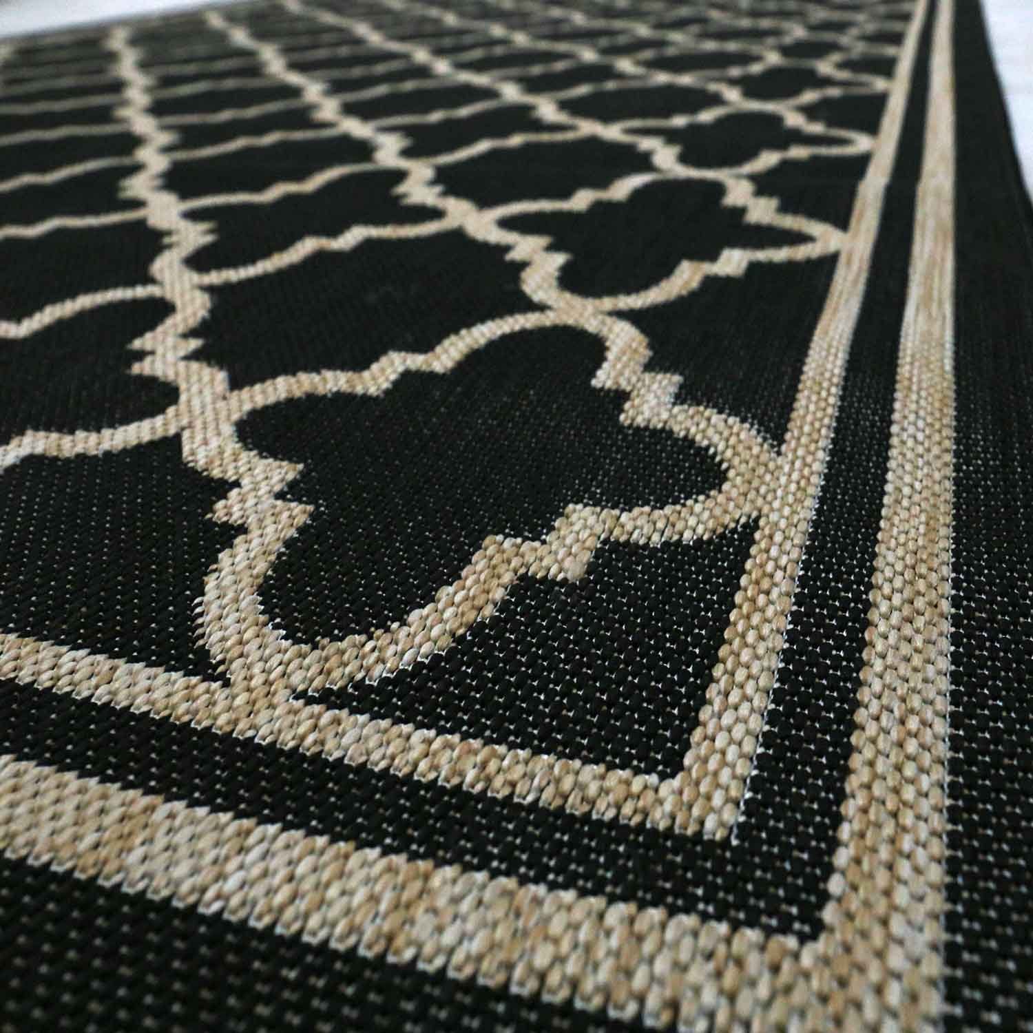 Vimoda Outdoorteppich Teppich Balkon Läufer Terrase, Rund, Höhe: 5 mm, In & Outdoor Teppichfür Küche, Balkon, Flur, Terrasse, Raute Muster