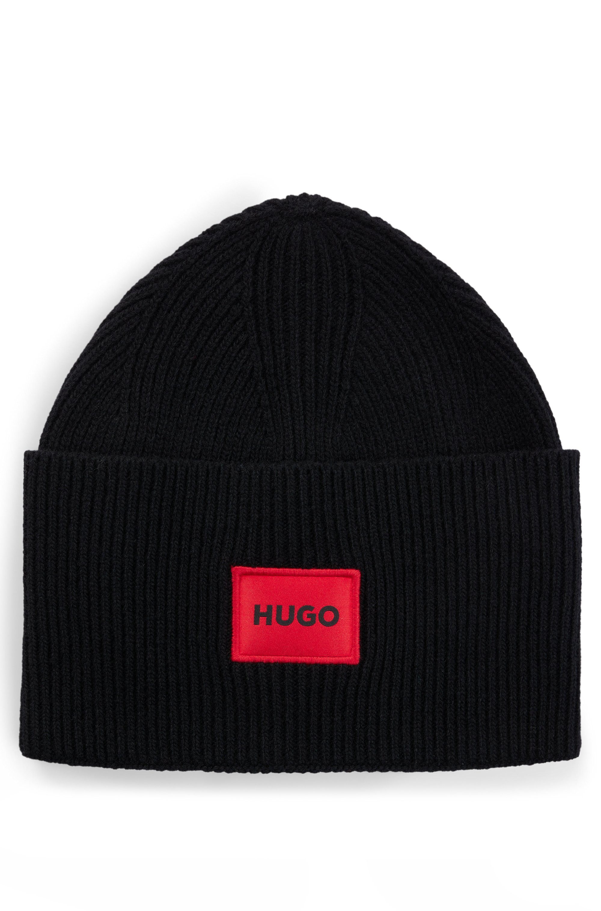 HUGO Beanie Xaff 6 mit Logobadge