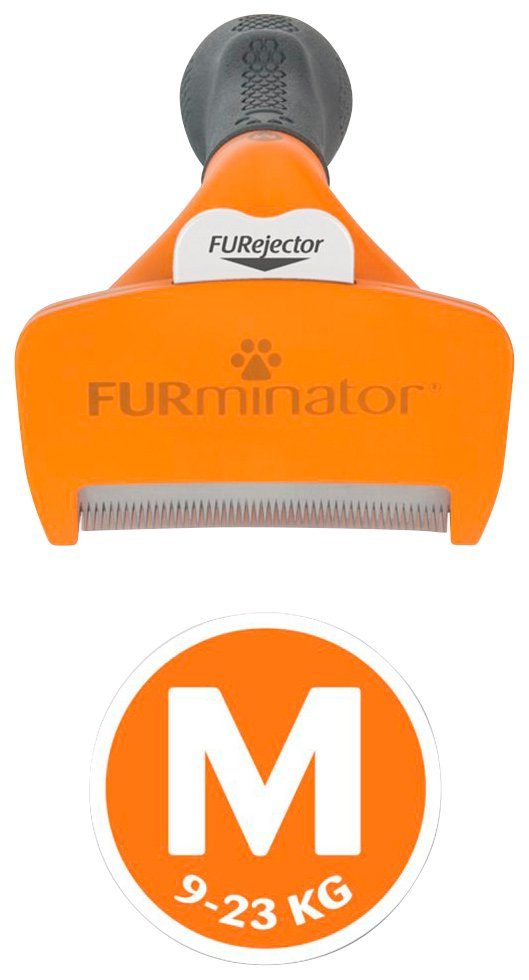 FURminator Fellbürste M, Metall, Langhaarpflege für mittelgroße orange Hunde
